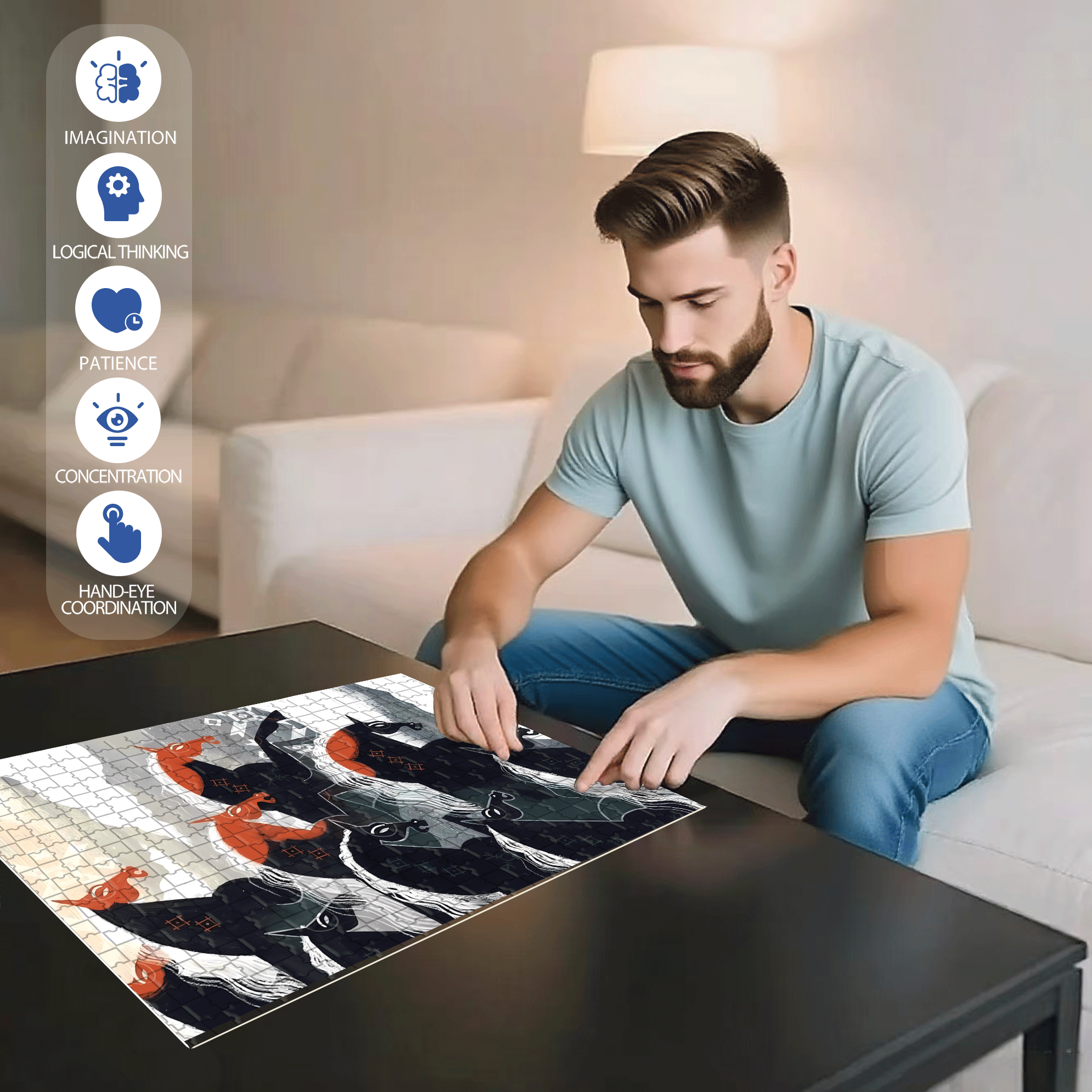Norse Mythology 41 500pcs/1000pcs Jigsaw Puzzle, Scratch-Resistant, Interactive Family Game & Brain-Boosting DIY Decor, Perfect for Halloween, Christmas & New Year Gifts, Family Puzzle Game