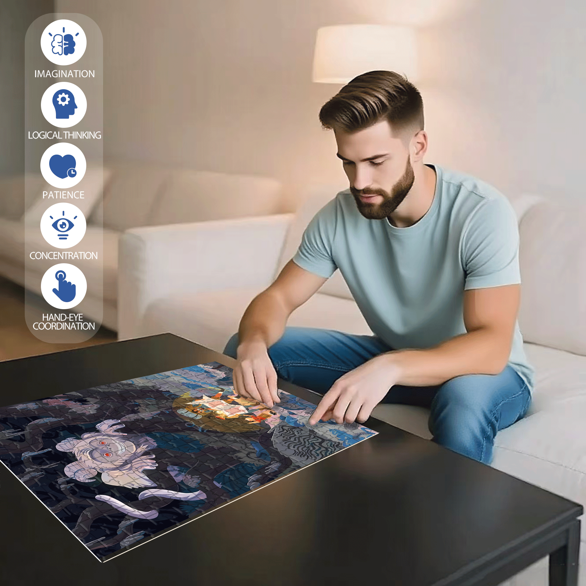 Norse Mythology 44 500pcs/1000pcs Jigsaw Puzzle, Scratch-Resistant, Interactive Family Game & Brain-Boosting DIY Decor, Perfect for Halloween, Christmas & New Year Gifts, Family Puzzle Game