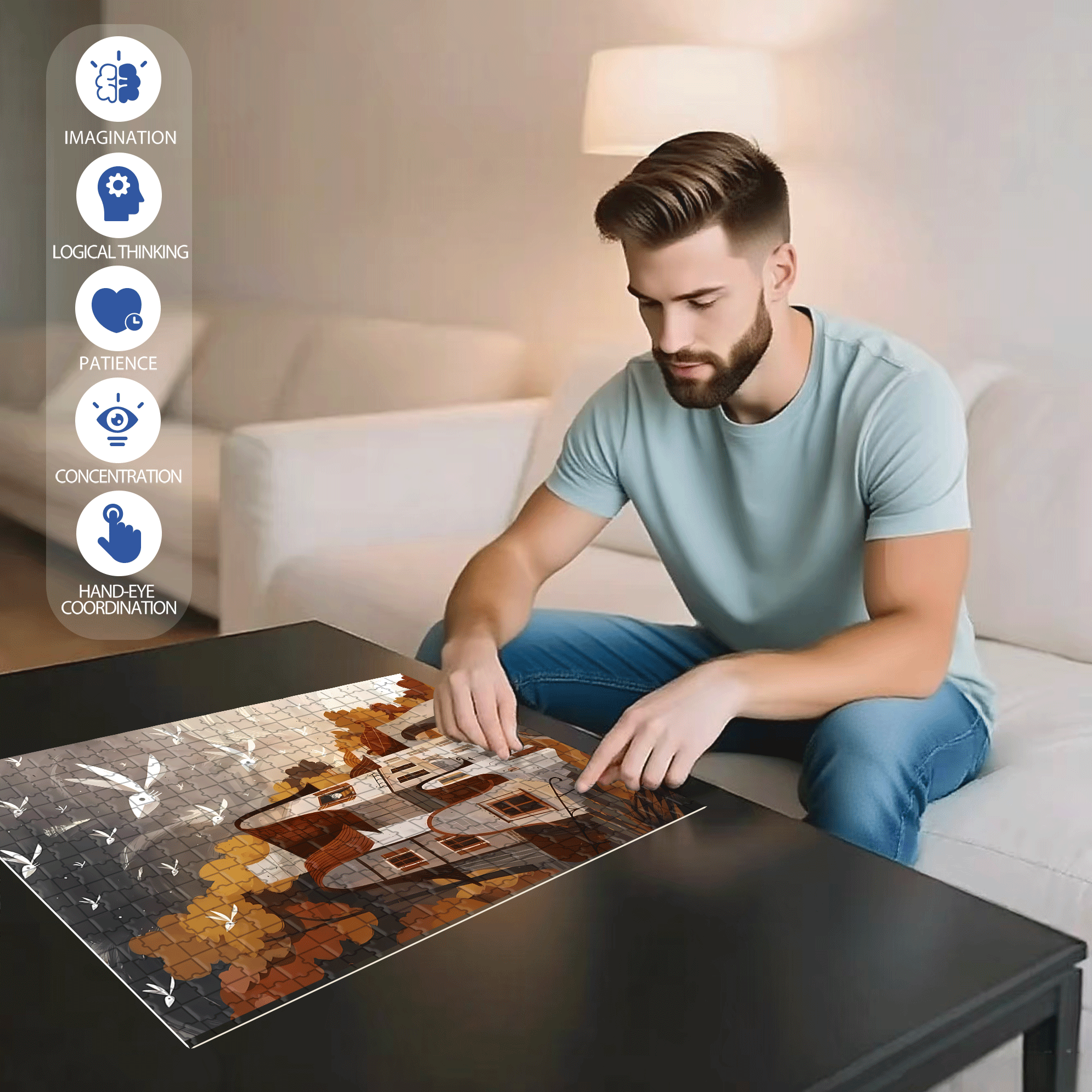 Norse Mythology 7 500pcs/1000pcs Jigsaw Puzzle, Scratch-Resistant, Interactive Family Game & Brain-Boosting DIY Decor, Perfect for Halloween, Christmas & New Year Gifts, Family Puzzle Game