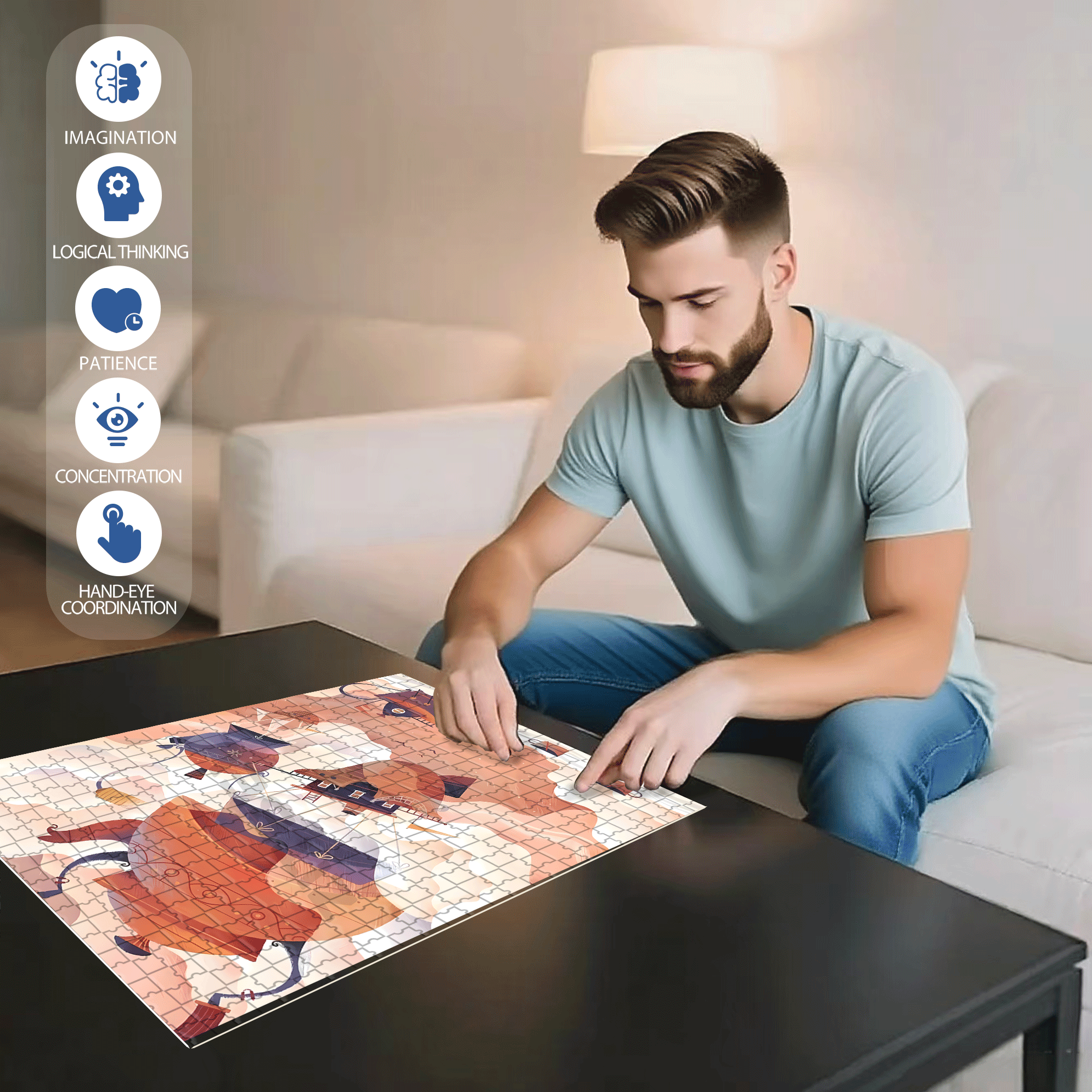 Norse Mythology 8 500pcs/1000pcs Jigsaw Puzzle, Scratch-Resistant, Interactive Family Game & Brain-Boosting DIY Decor, Perfect for Halloween, Christmas & New Year Gifts, Family Puzzle Game