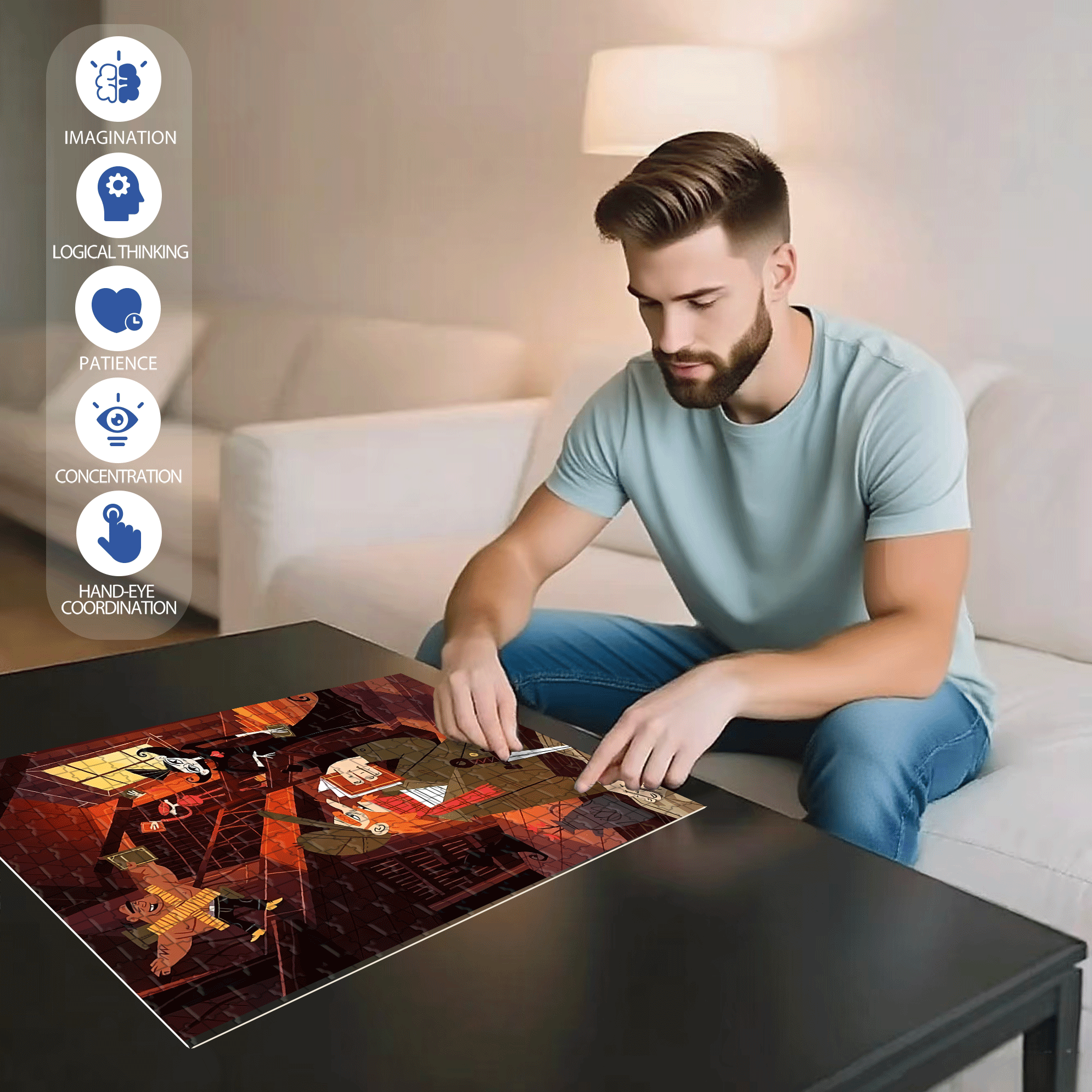 Norse Mythology 9 500pcs/1000pcs Jigsaw Puzzle, Scratch-Resistant, Interactive Family Game & Brain-Boosting DIY Decor, Perfect for Halloween, Christmas & New Year Gifts, Family Puzzle Game