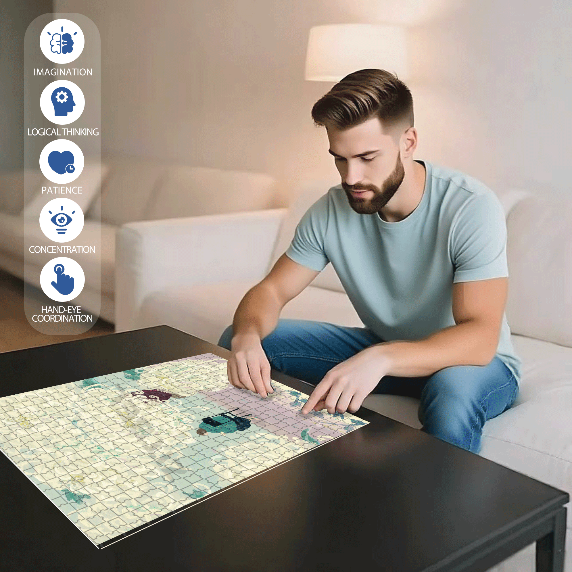 On The Journey Of Life 15 500pcs/1000pcs Jigsaw Puzzle, Scratch-Resistant, Interactive Family Game & Brain-Boosting DIY Decor, Perfect for Halloween, Christmas & New Year Gifts, Family Puzzle Game