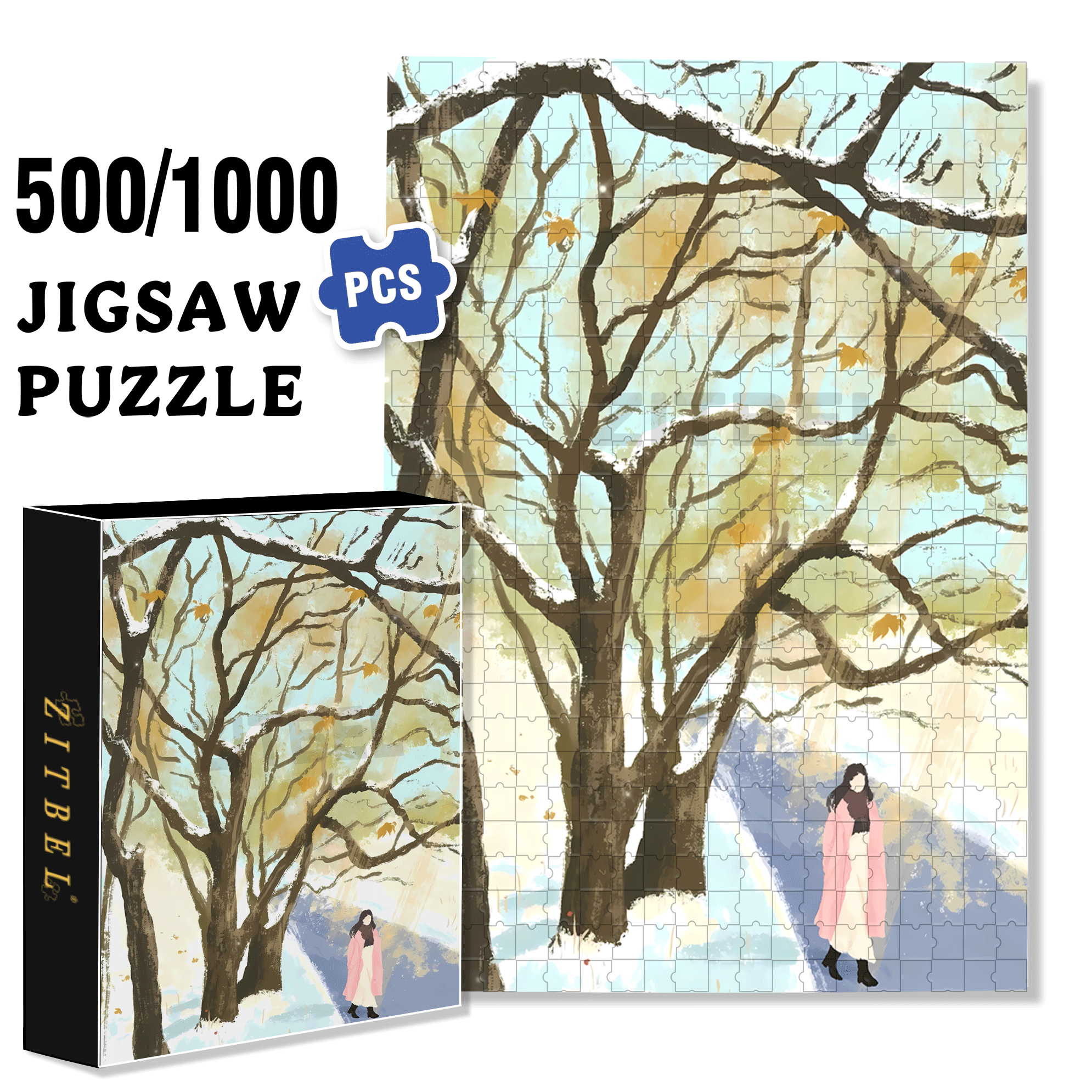 On The Journey Of Life 16 500pcs/1000pcs Jigsaw Puzzle, Scratch-Resistant, Interactive Family Game & Brain-Boosting DIY Decor, Perfect for Halloween, Christmas & New Year Gifts, Family Puzzle Game
