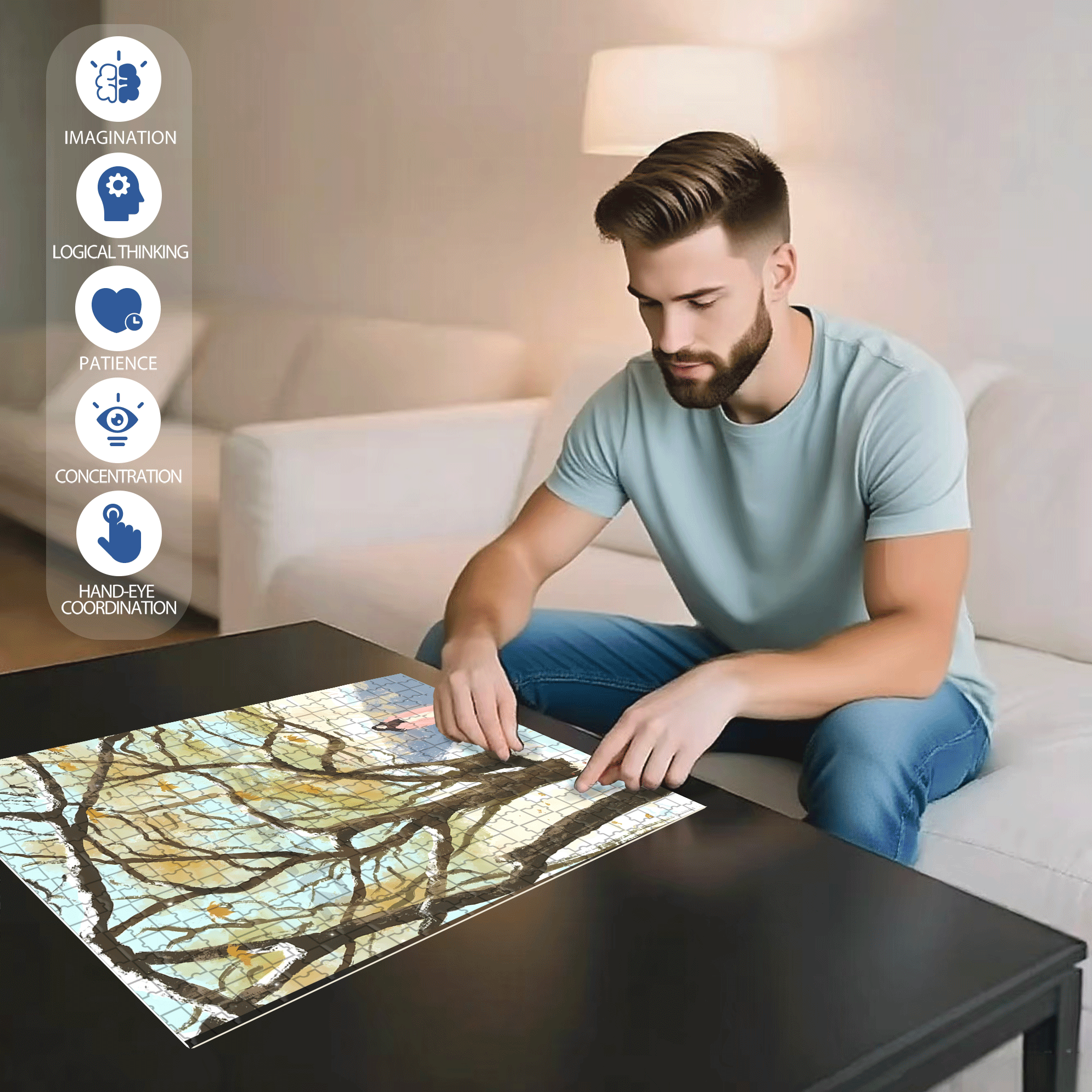 On The Journey Of Life 16 500pcs/1000pcs Jigsaw Puzzle, Scratch-Resistant, Interactive Family Game & Brain-Boosting DIY Decor, Perfect for Halloween, Christmas & New Year Gifts, Family Puzzle Game