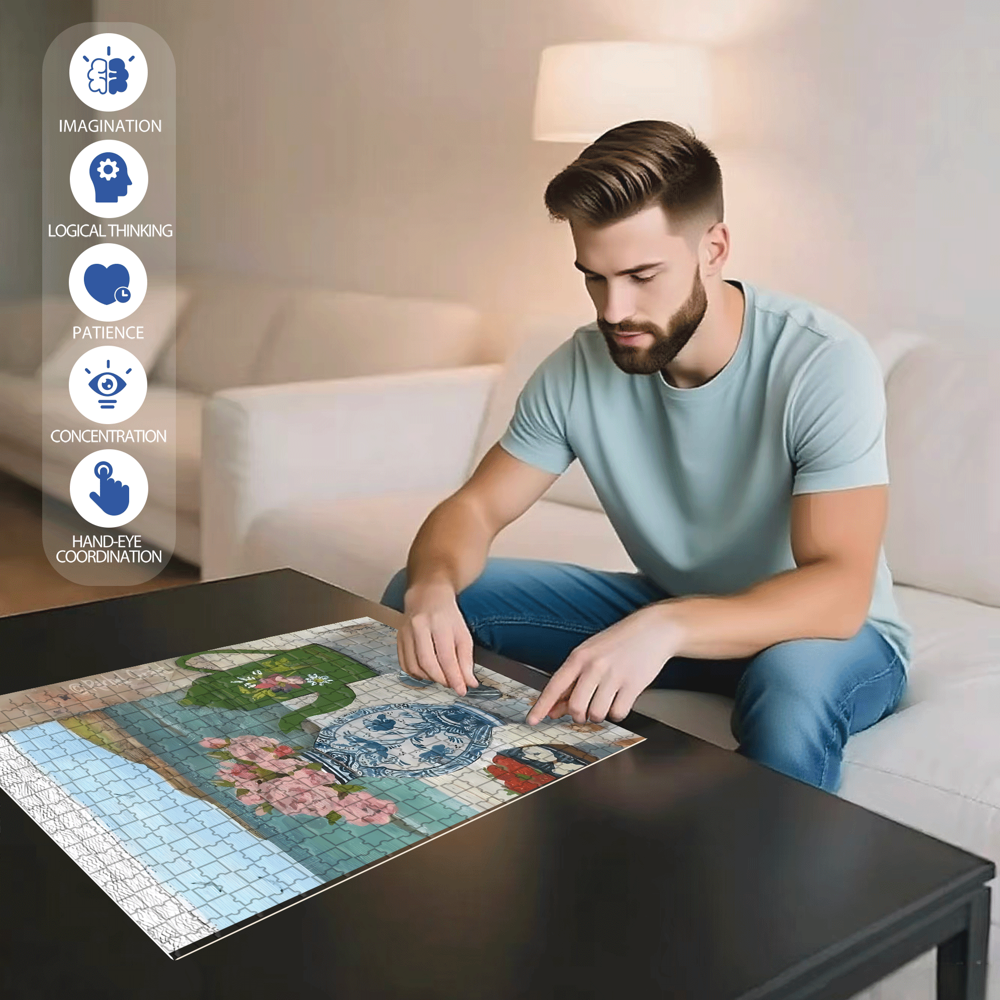 On The Journey Of Life 17 500pcs/1000pcs Jigsaw Puzzle, Scratch-Resistant, Interactive Family Game & Brain-Boosting DIY Decor, Perfect for Halloween, Christmas & New Year Gifts, Family Puzzle Game
