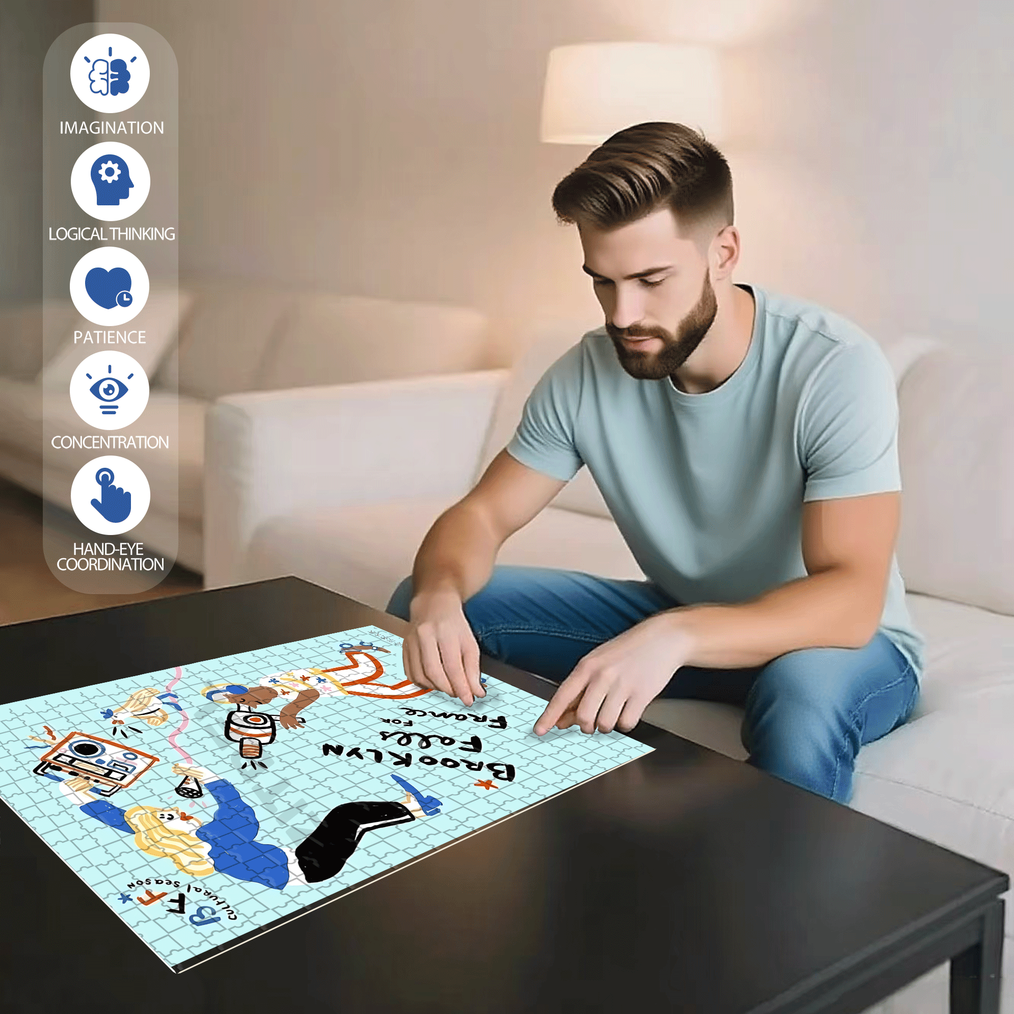 Playful Moments 4 500pcs/1000pcs Jigsaw Puzzle, Scratch-Resistant, Interactive Family Game & Brain-Boosting DIY Decor, Perfect for Halloween, Christmas & New Year Gifts, Family Puzzle Game
