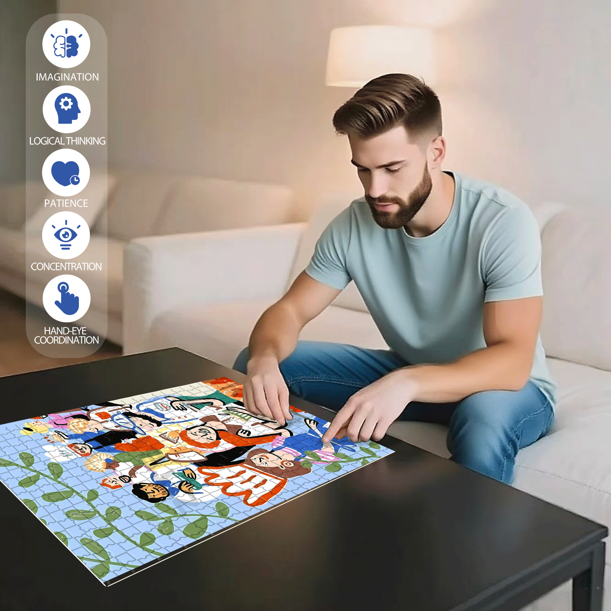 Playful Moments 5 500pcs/1000pcs Jigsaw Puzzle, Scratch-Resistant, Interactive Family Game & Brain-Boosting DIY Decor, Perfect for Halloween, Christmas & New Year Gifts, Family Puzzle Game