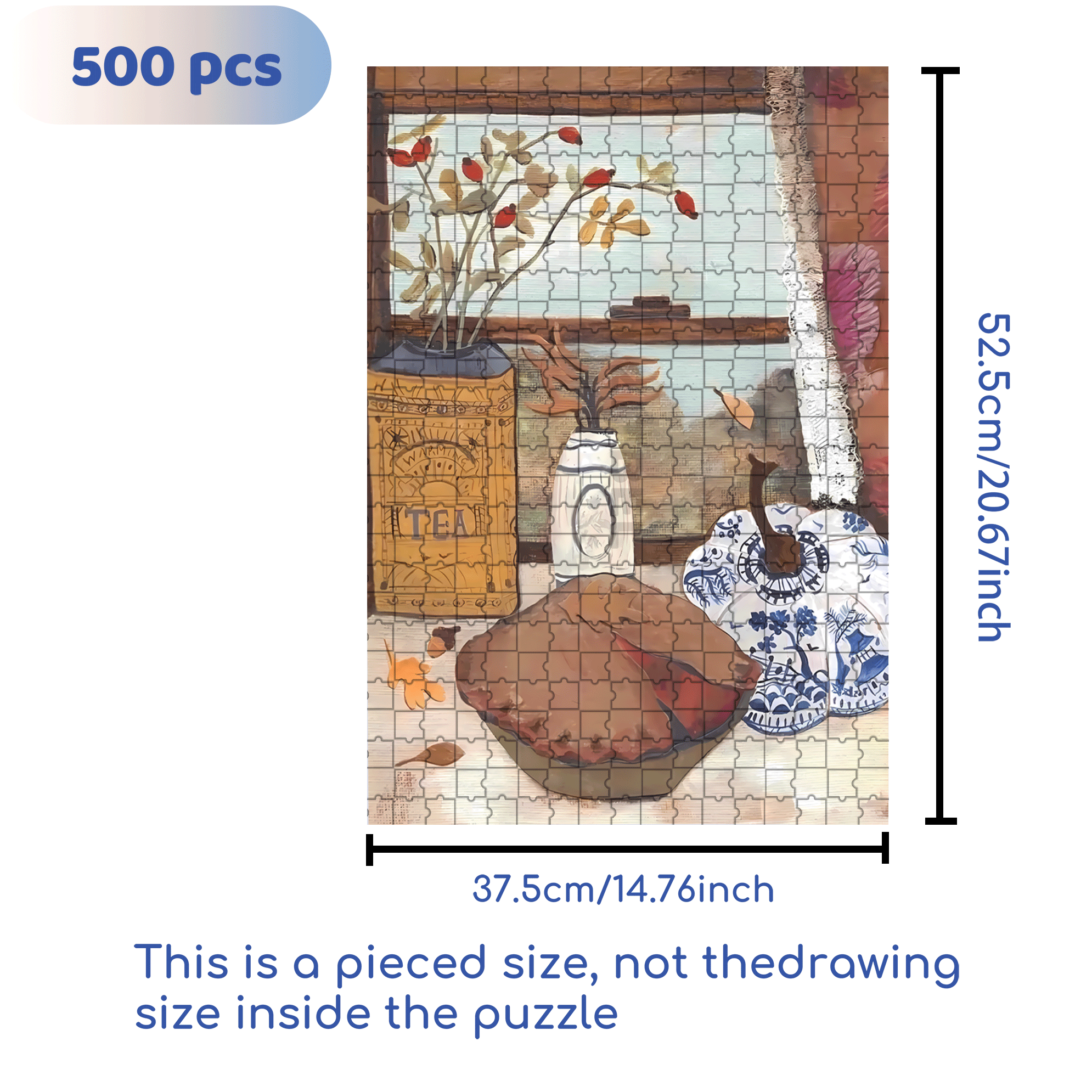 Pumpkin Pie 500pcs/1000pcs Jigsaw Puzzle, Scratch-Resistant, Interactive Family Game & Brain-Boosting DIY Decor, Perfect for Halloween, Christmas & New Year Gifts, Family Puzzle Game
