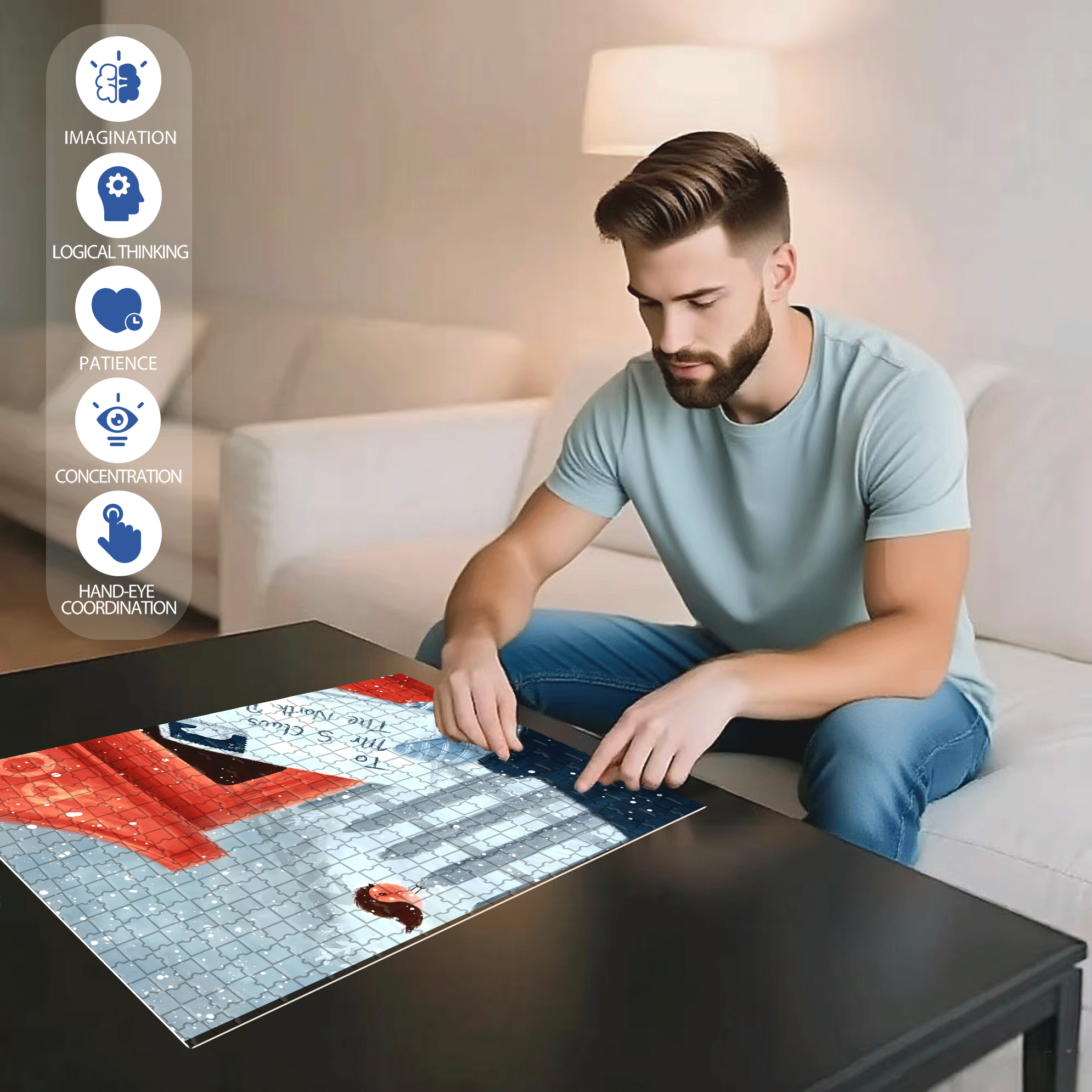 To Mr.Clavs 500pcs/1000pcs Jigsaw Puzzle, Scratch-Resistant, Interactive Family Game & Brain-Boosting DIY Decor, Perfect for Halloween, Christmas & New Year Gifts, Family Puzzle Game