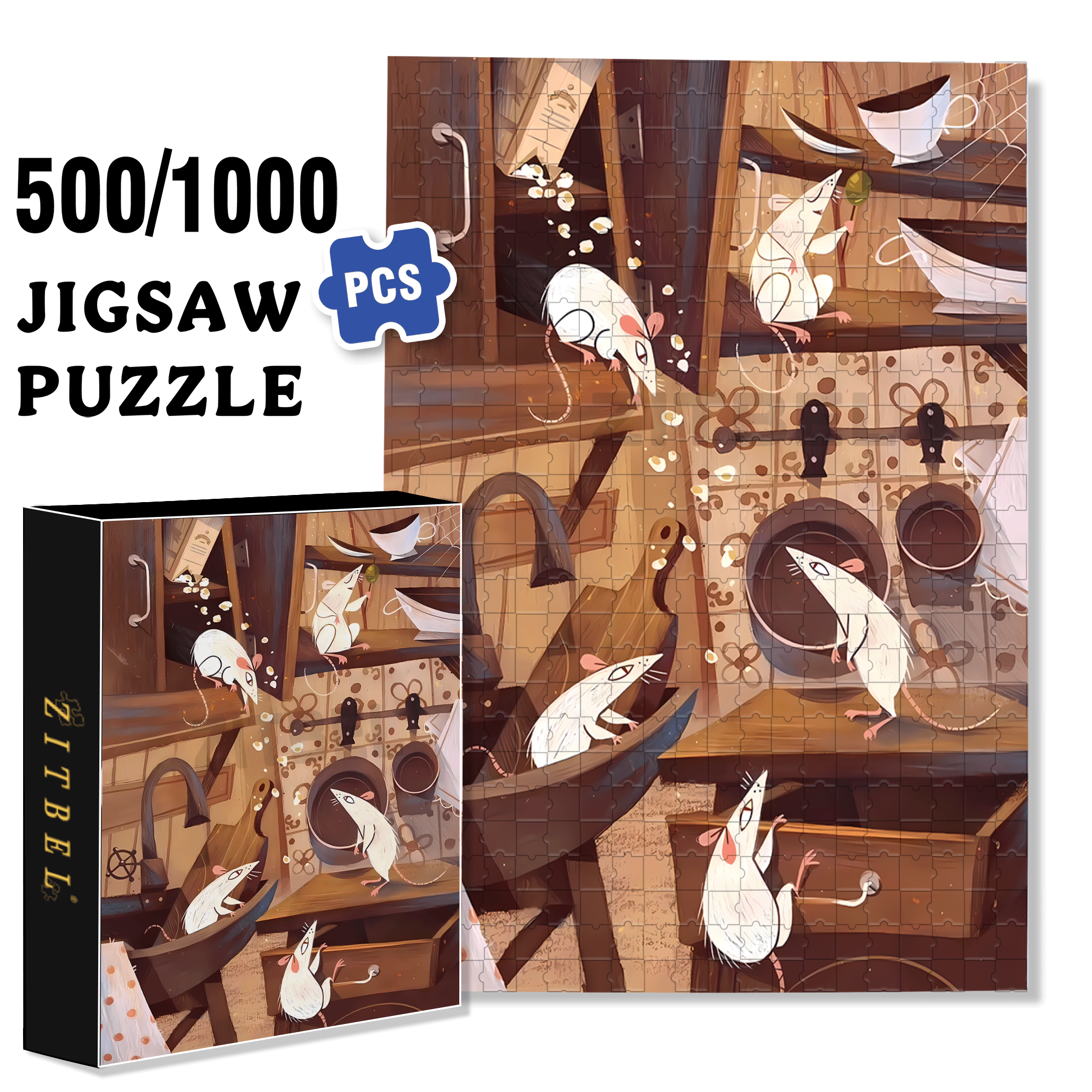 Vandal 500pcs/1000pcs Jigsaw Puzzle, Scratch-Resistant, Interactive Family Game & Brain-Boosting DIY Decor, Perfect for Halloween, Christmas & New Year Gifts, Family Puzzle Game