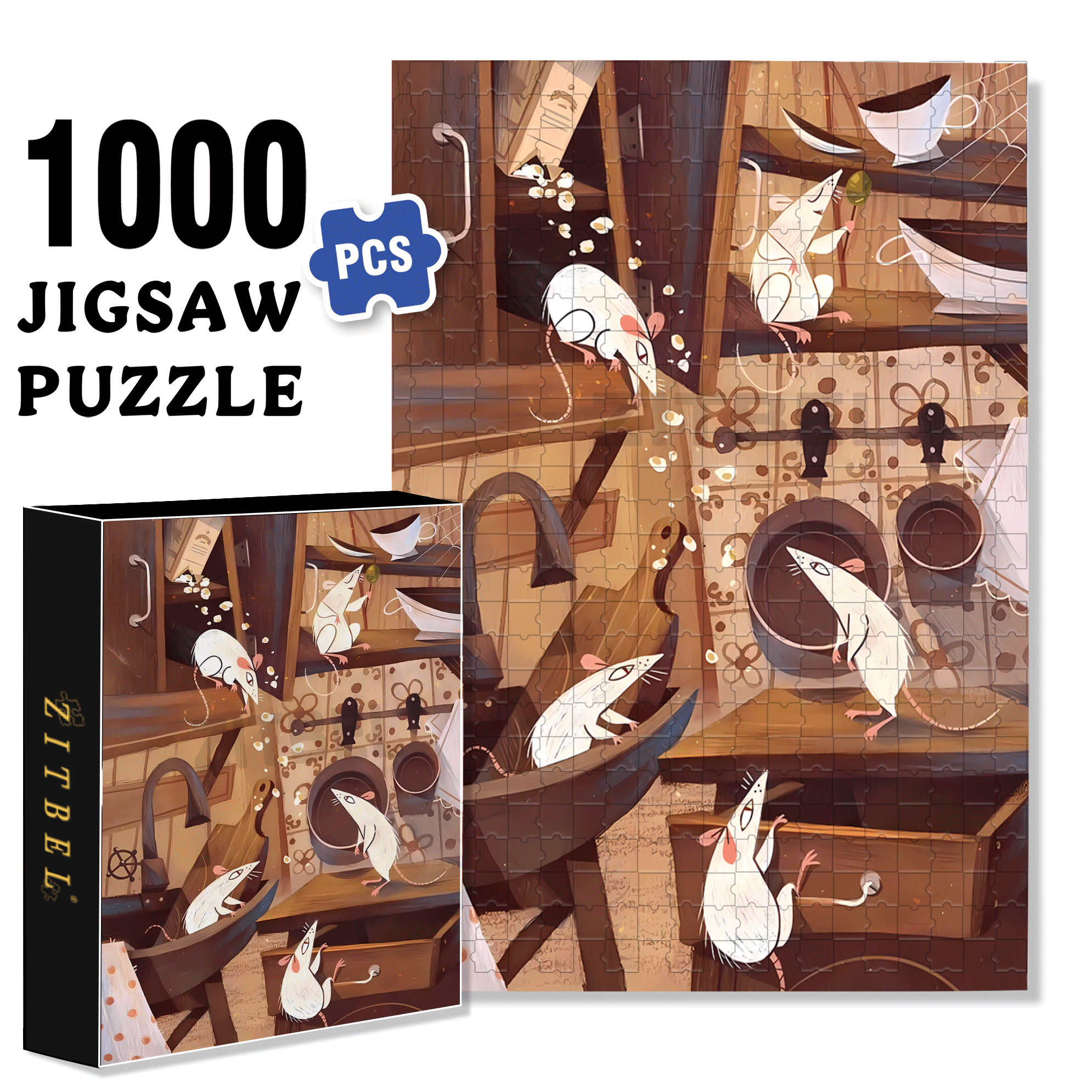 Vandal 500pcs/1000pcs Jigsaw Puzzle, Scratch-Resistant, Interactive Family Game & Brain-Boosting DIY Decor, Perfect for Halloween, Christmas & New Year Gifts, Family Puzzle Game