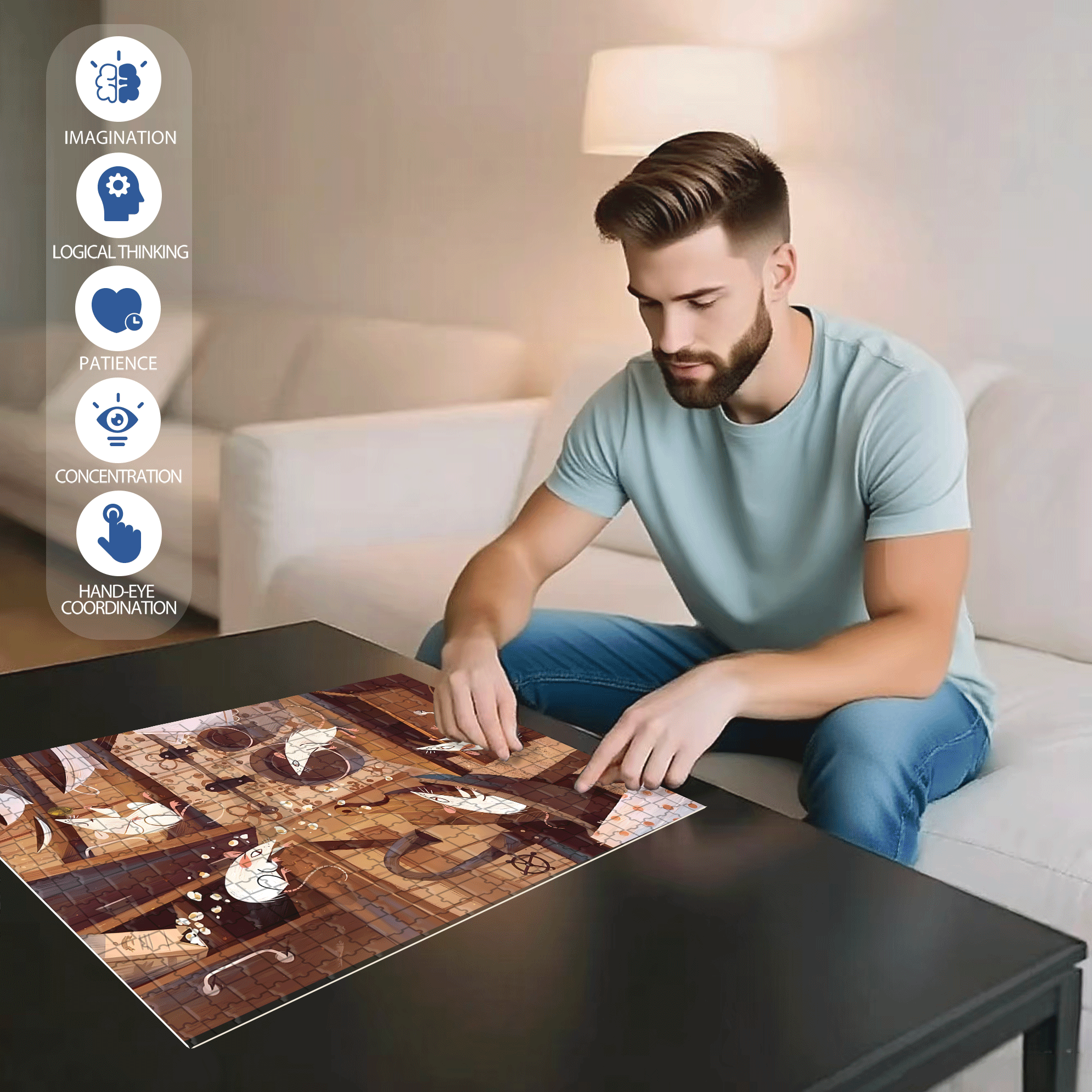 Vandal 500pcs/1000pcs Jigsaw Puzzle, Scratch-Resistant, Interactive Family Game & Brain-Boosting DIY Decor, Perfect for Halloween, Christmas & New Year Gifts, Family Puzzle Game