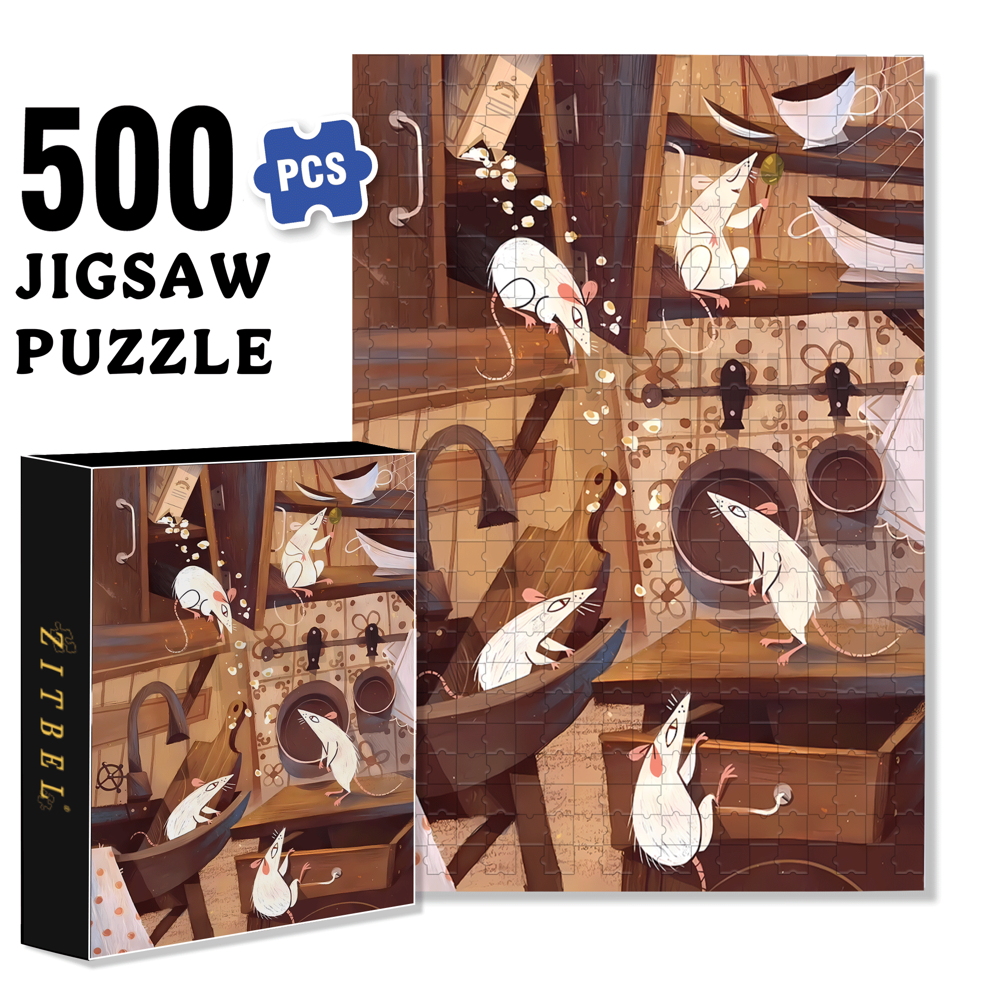 Vandal 500pcs/1000pcs Jigsaw Puzzle, Scratch-Resistant, Interactive Family Game & Brain-Boosting DIY Decor, Perfect for Halloween, Christmas & New Year Gifts, Family Puzzle Game
