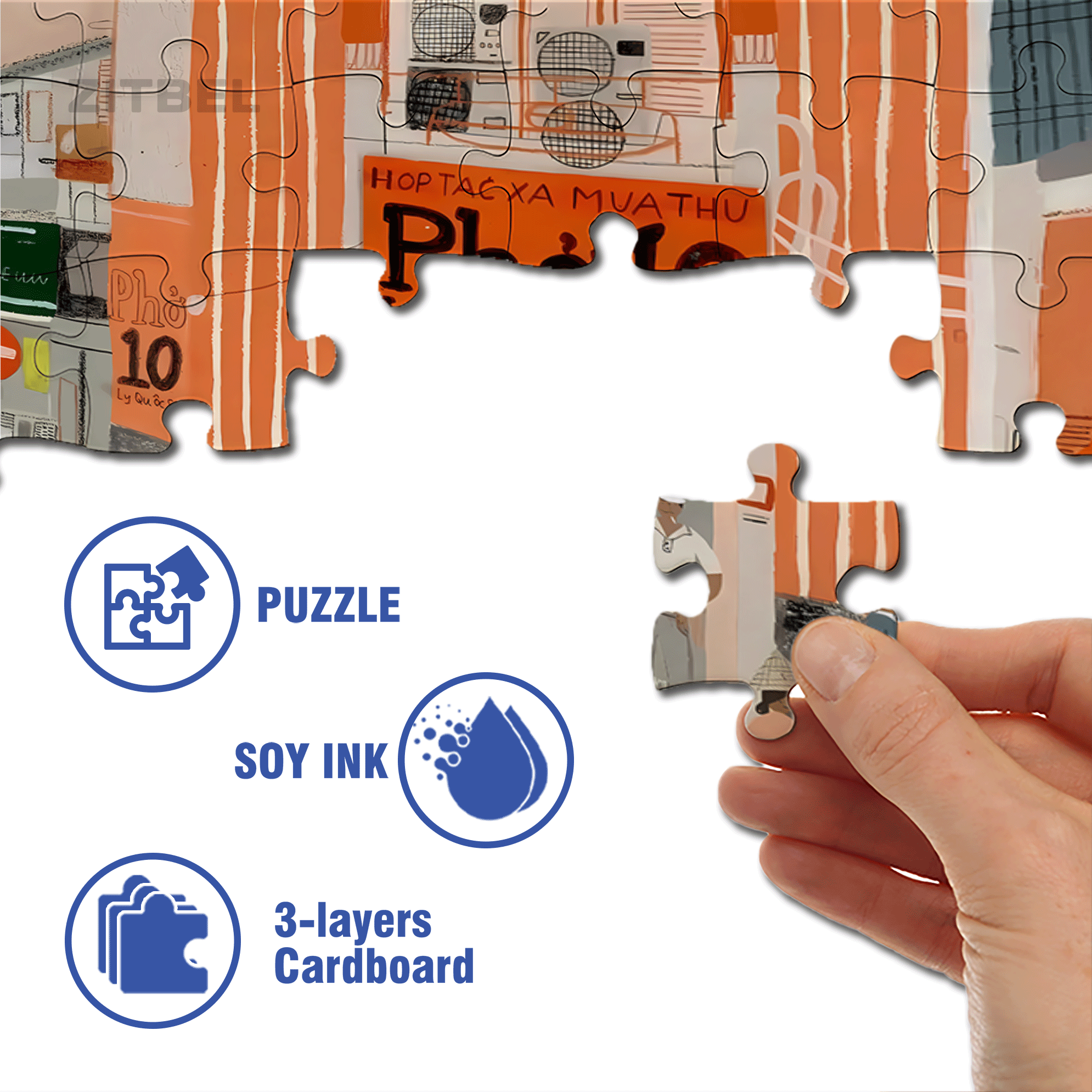 Vietnamese Style 500pcs/1000pcs Jigsaw Puzzle, Scratch-Resistant, Interactive Family Game & Brain-Boosting DIY Decor, Perfect for Halloween, Christmas & New Year Gifts, Family Puzzle Game