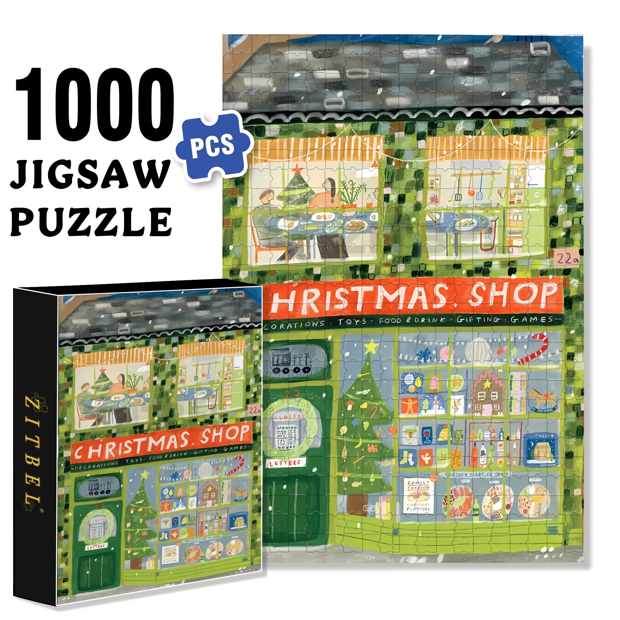 X'mas Shop 500pcs/1000pcs Jigsaw Puzzle, Scratch-Resistant, Interactive Family Game & Brain-Boosting DIY Decor, Perfect for Halloween, Christmas & New Year Gifts, Family Puzzle Game