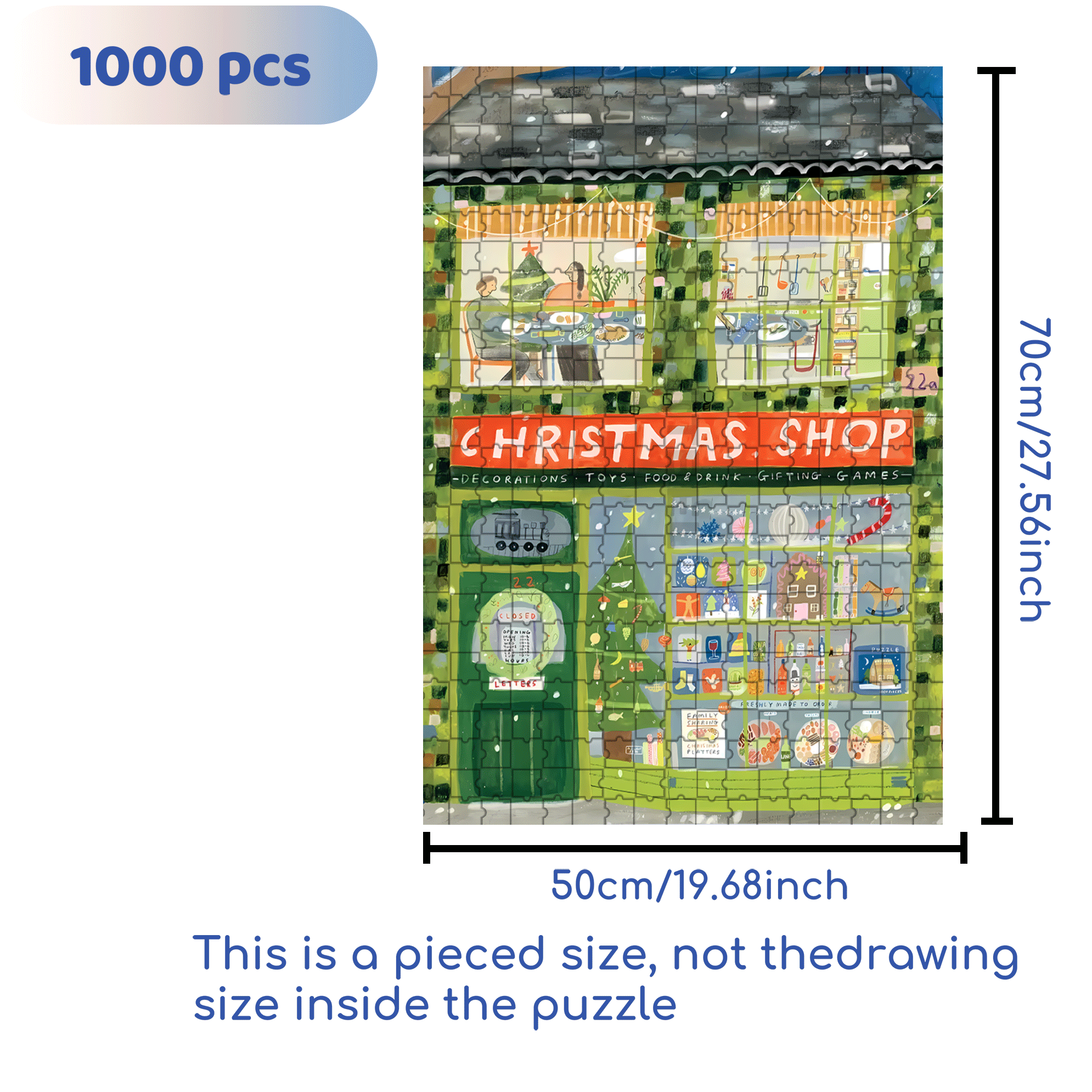 X'mas Shop 500pcs/1000pcs Jigsaw Puzzle, Scratch-Resistant, Interactive Family Game & Brain-Boosting DIY Decor, Perfect for Halloween, Christmas & New Year Gifts, Family Puzzle Game