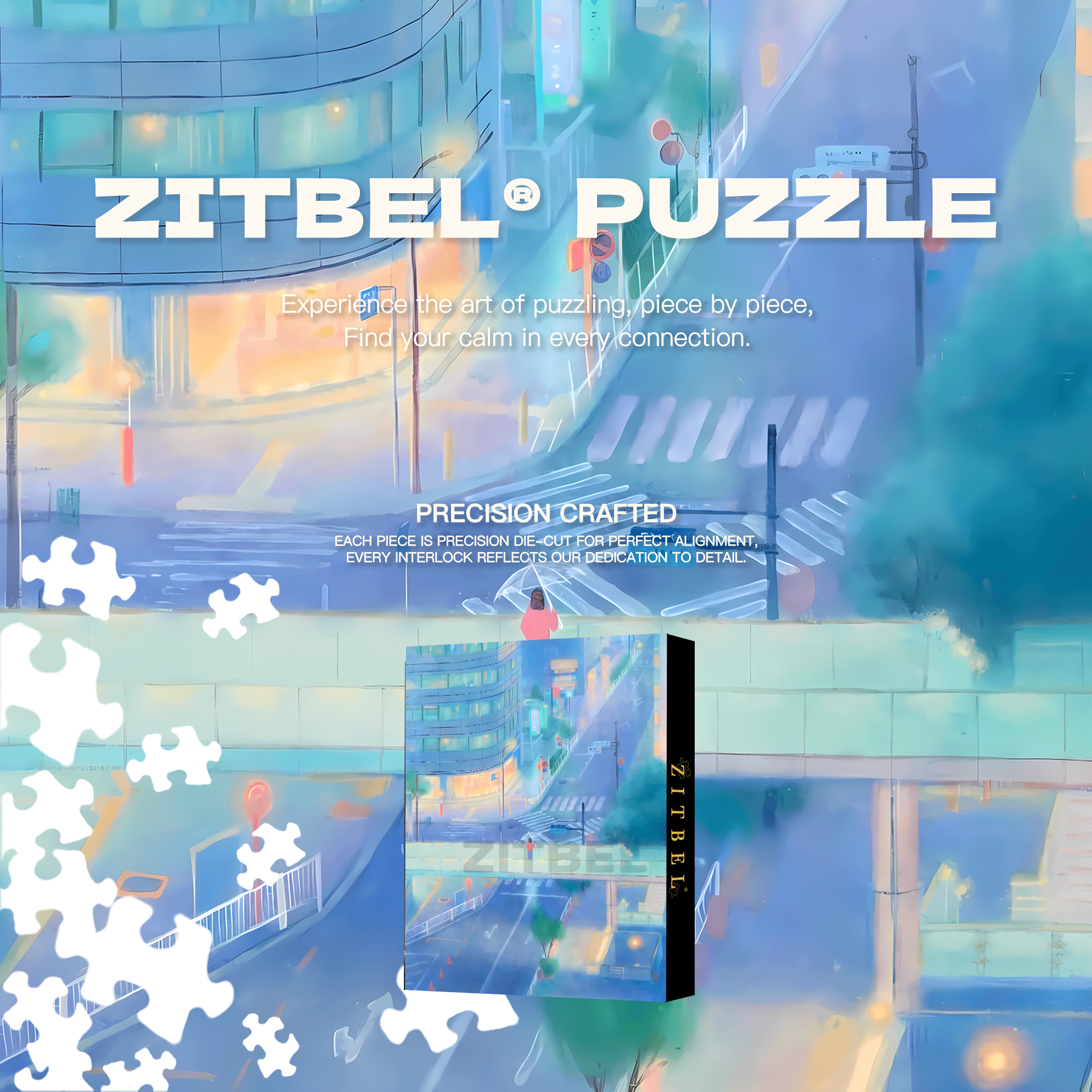 A City Washed By Rain 500pcs/1000pcs Jigsaw Puzzle, Scratch-Resistant, Interactive Family Game & Brain-Boosting DIY Decor, Perfect for Halloween, Christmas & New Year Gifts, Family Puzzle Game