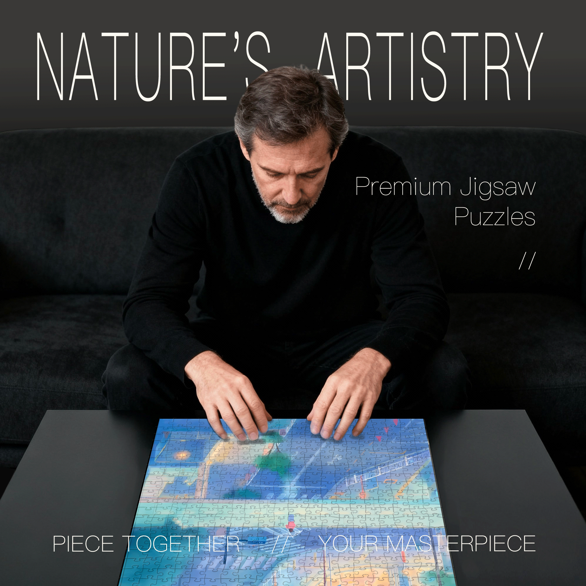 A City Washed By Rain 500pcs/1000pcs Jigsaw Puzzle, Scratch-Resistant, Interactive Family Game & Brain-Boosting DIY Decor, Perfect for Halloween, Christmas & New Year Gifts, Family Puzzle Game