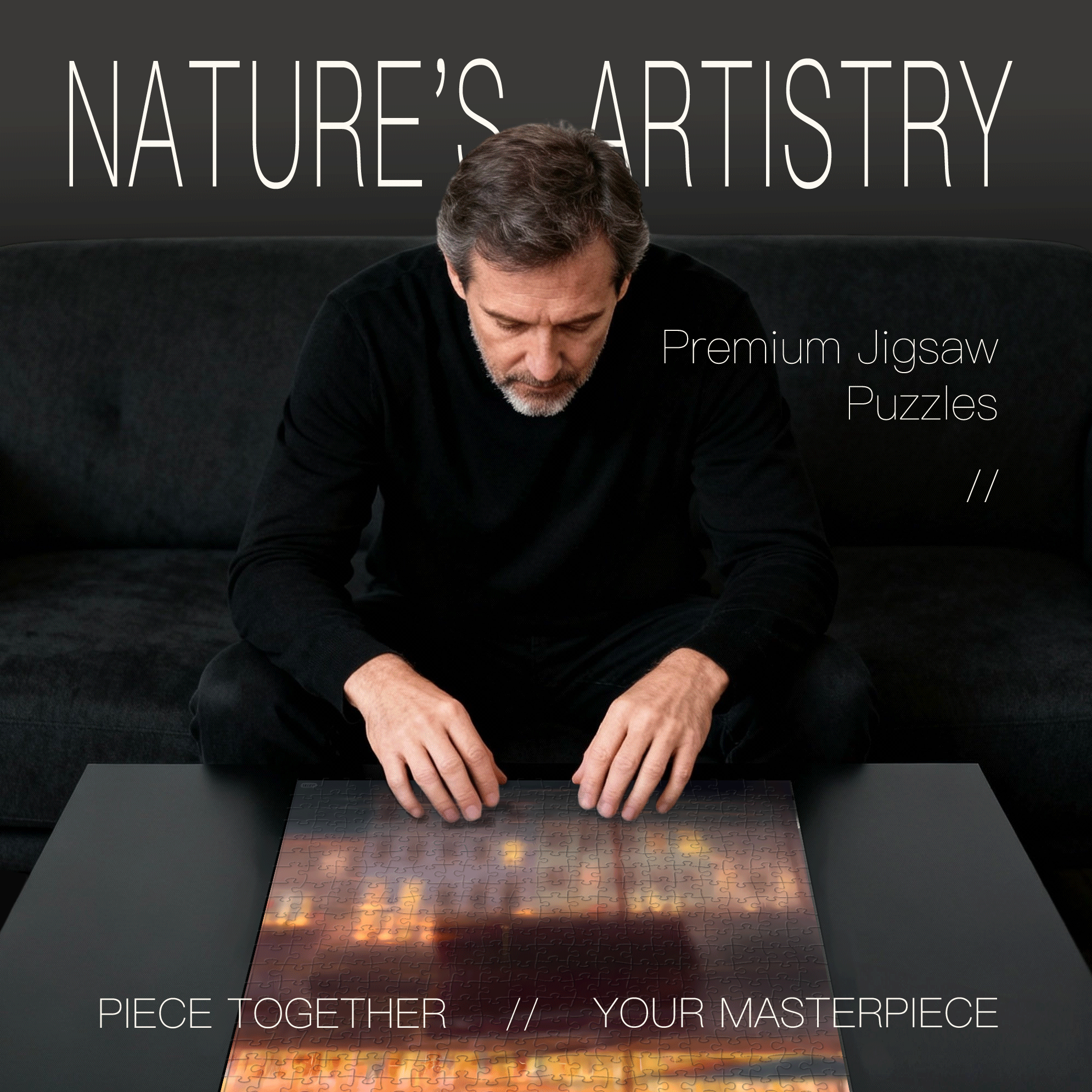 A Faint Light With Lights 500pcs/1000pcs Jigsaw Puzzle, Scratch-Resistant, Interactive Family Game & Brain-Boosting DIY Decor, Perfect for Halloween, Christmas & New Year Gifts, Family Puzzle Game