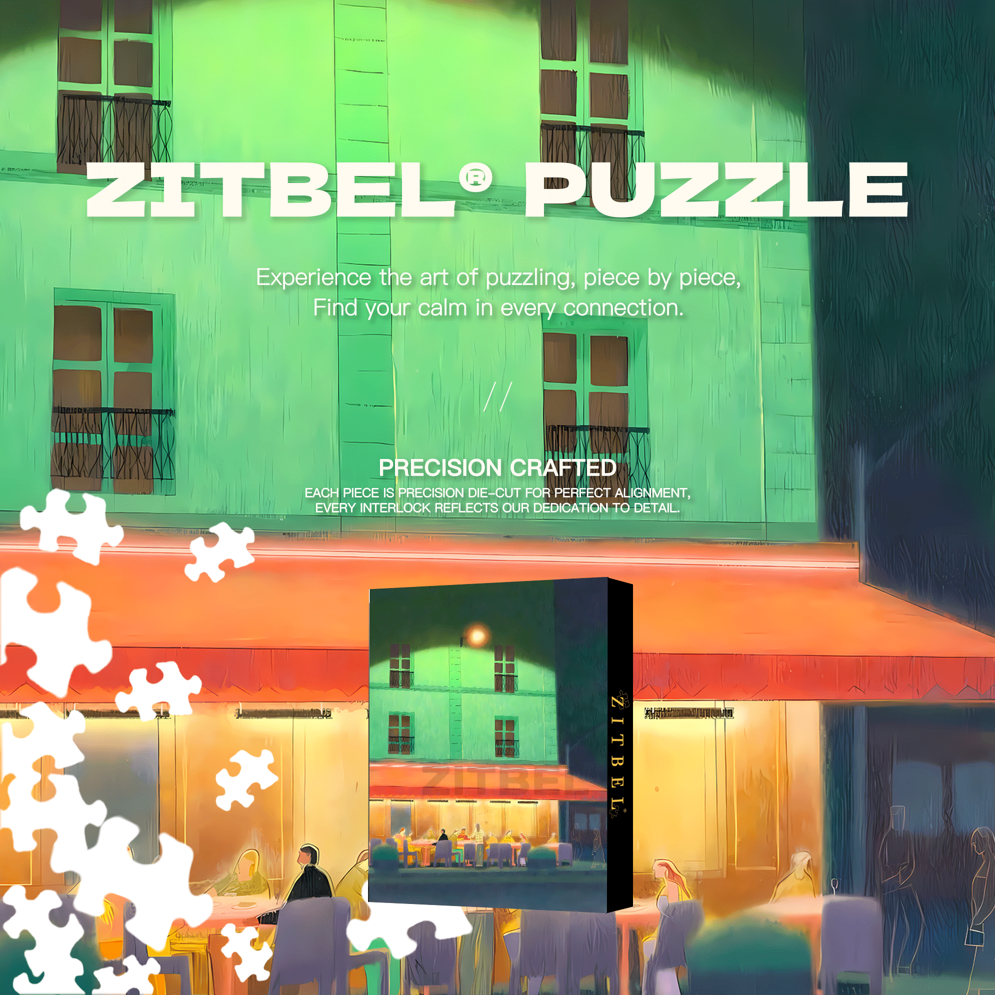 A Night Of No Rush 500pcs/1000pcs Jigsaw Puzzle, Scratch-Resistant, Interactive Family Game & Brain-Boosting DIY Decor, Perfect for Halloween, Christmas & New Year Gifts, Family Puzzle Game