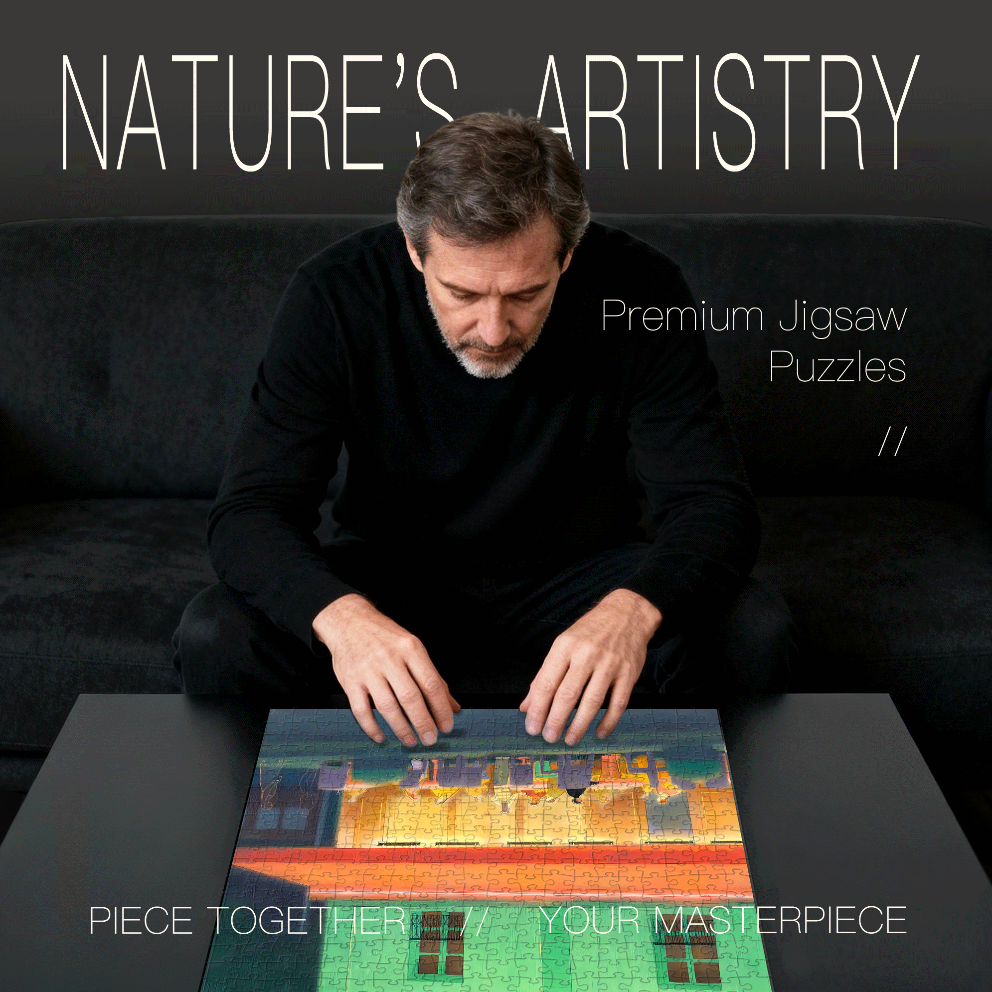 A Night Of No Rush 500pcs/1000pcs Jigsaw Puzzle, Scratch-Resistant, Interactive Family Game & Brain-Boosting DIY Decor, Perfect for Halloween, Christmas & New Year Gifts, Family Puzzle Game