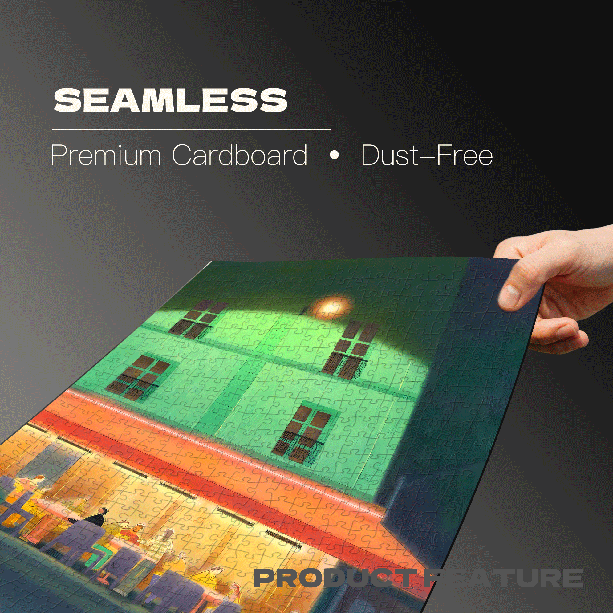 A Night Of No Rush 500pcs/1000pcs Jigsaw Puzzle, Scratch-Resistant, Interactive Family Game & Brain-Boosting DIY Decor, Perfect for Halloween, Christmas & New Year Gifts, Family Puzzle Game