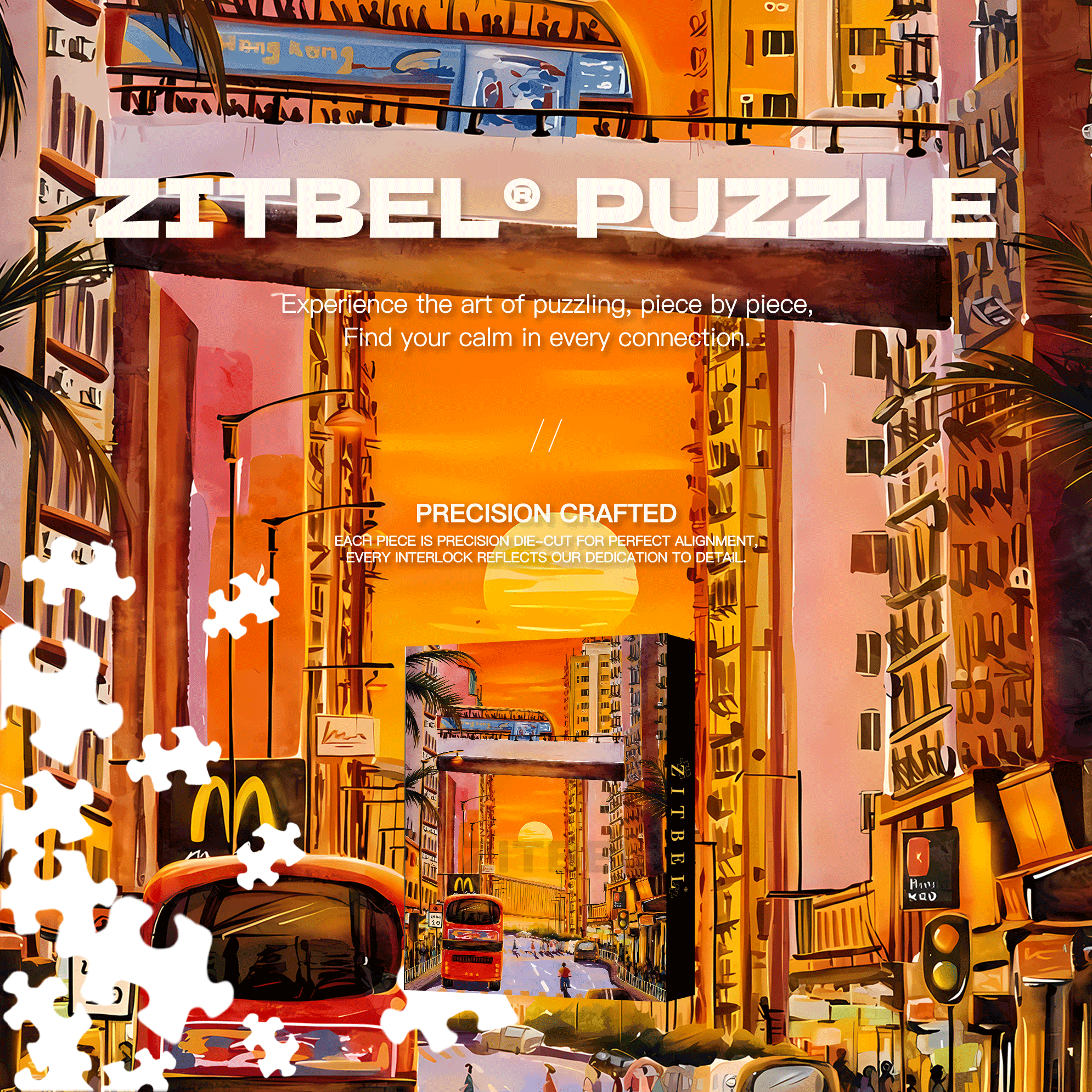 City Pop 500pcs/1000pcs Jigsaw Puzzle, Scratch-Resistant, Interactive Family Game & Brain-Boosting DIY Decor, Perfect for Halloween, Christmas & New Year Gifts, Family Puzzle Game
