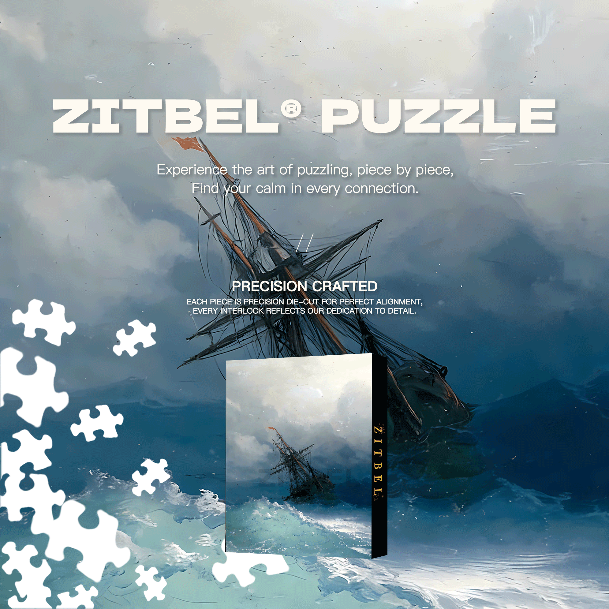 Ship On Stormy Seas 500pcs/1000pcs Jigsaw Puzzle, Scratch-Resistant, Interactive Family Game & Brain-Boosting DIY Decor, Perfect for Halloween, Christmas & New Year Gifts, Family Puzzle Game