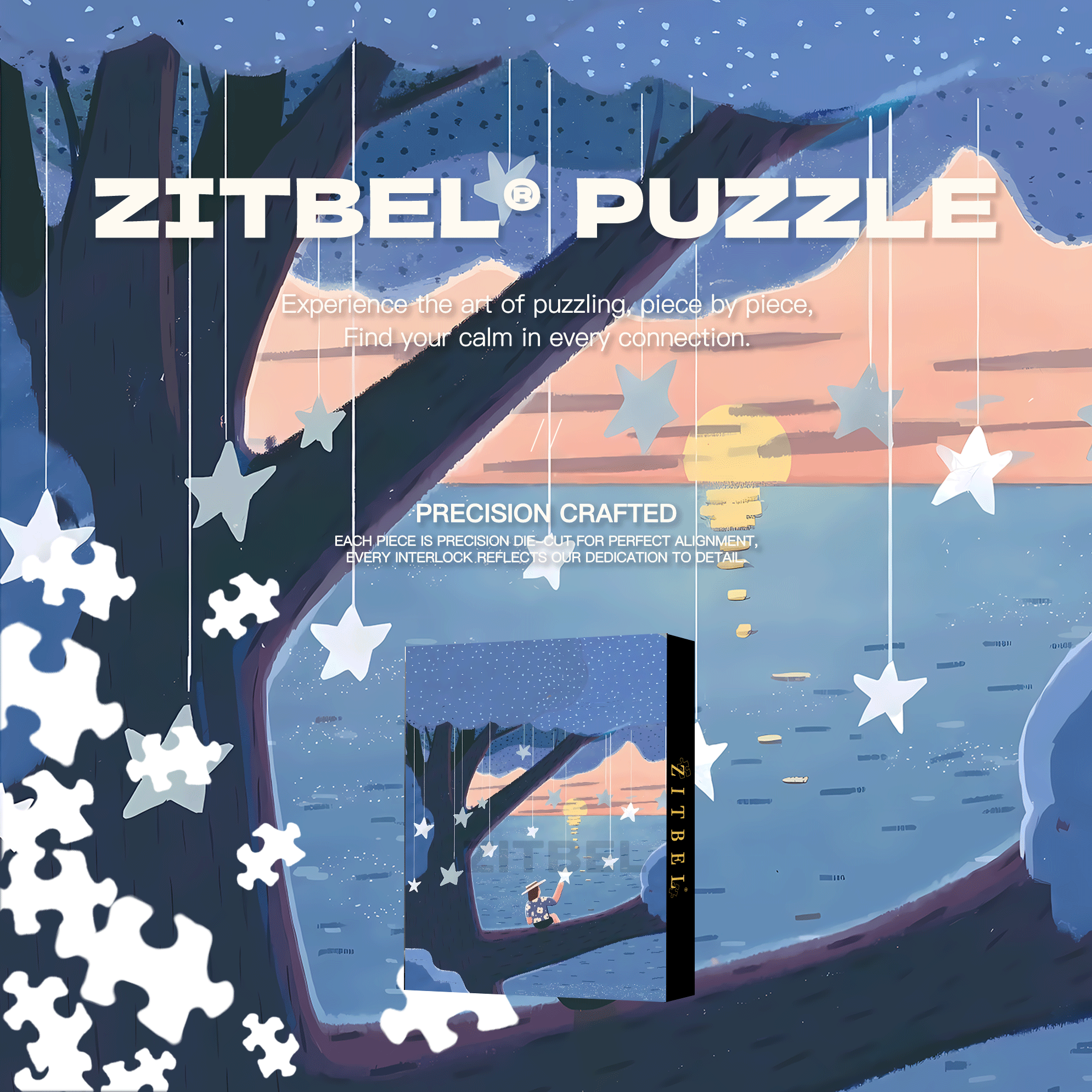 The Night Of Picking Stars 500pcs/1000pcs Jigsaw Puzzle, Scratch-Resistant, Interactive Family Game & Brain-Boosting DIY Decor, Perfect for Halloween, Christmas & New Year Gifts, Family Puzzle Game