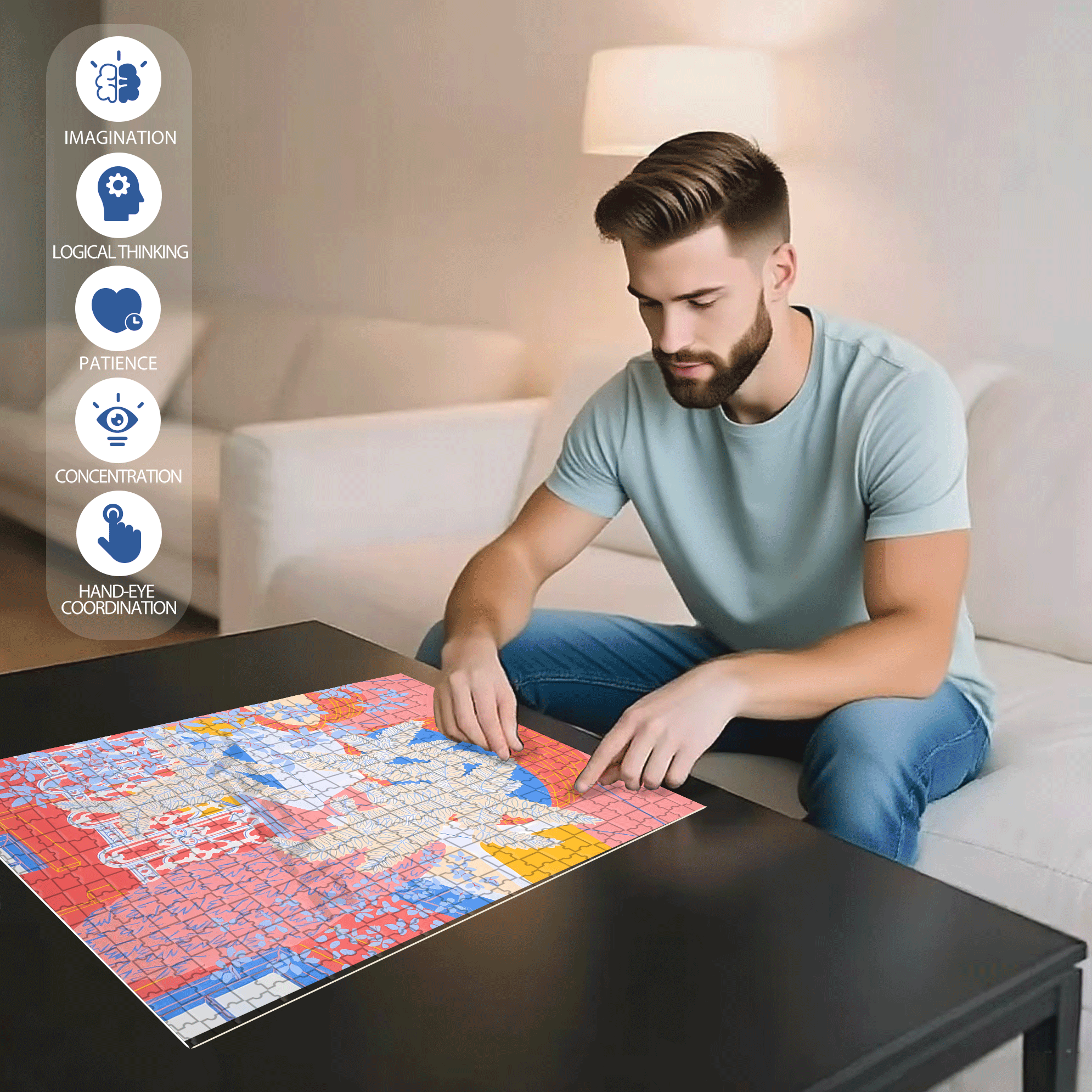 A Completely Different Sense Of Tranquility 3 500pcs/1000pcs Jigsaw Puzzle, Scratch-Resistant, Interactive Family Game & Brain-Boosting DIY Decor, Perfect for Halloween, Christmas & New Year Gifts, Family Puzzle Game
