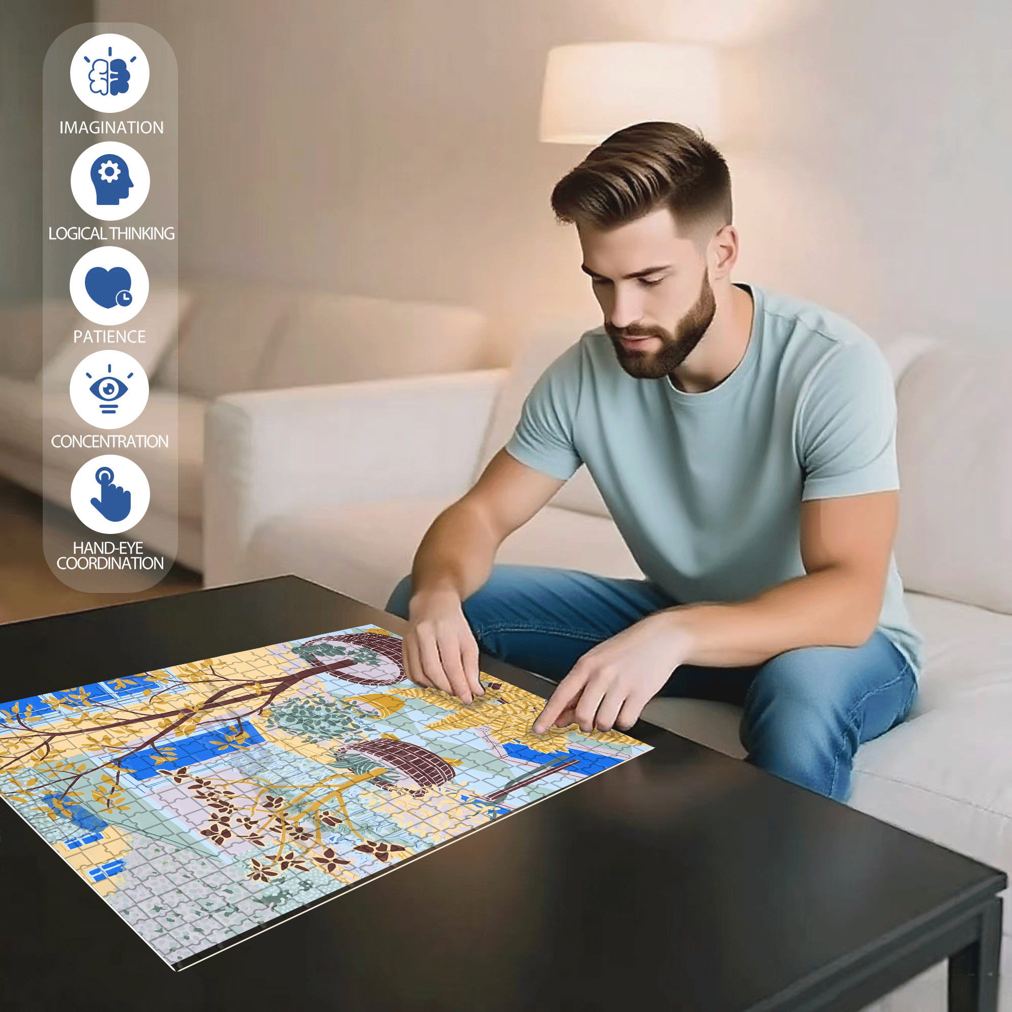 A Completely Different Sense Of Tranquility 500pcs/1000pcs Jigsaw Puzzle, Scratch-Resistant, Interactive Family Game & Brain-Boosting DIY Decor, Perfect for Halloween, Christmas & New Year Gifts, Family Puzzle Game