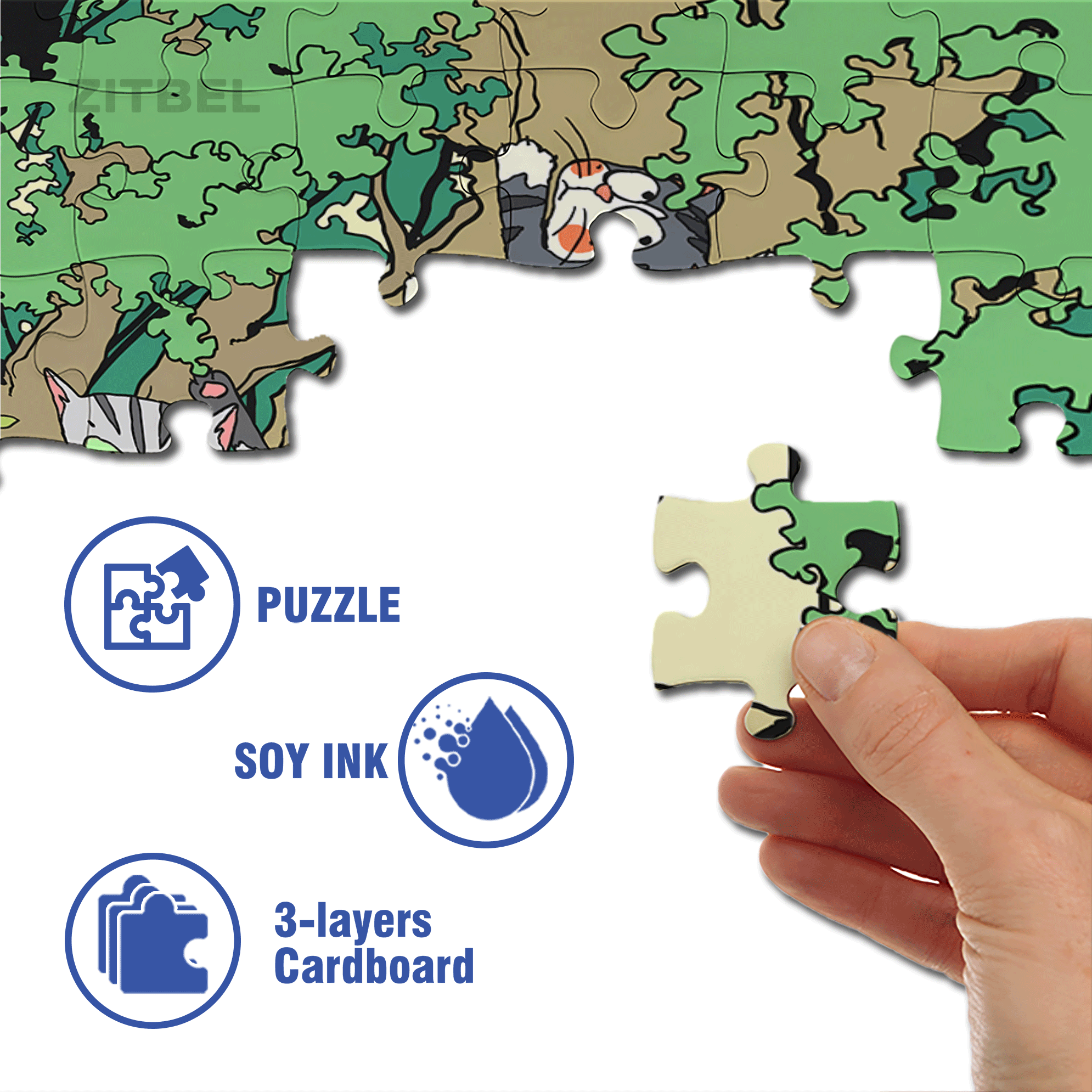 Cat and Stone 500pcs/1000pcs Jigsaw Puzzle, Scratch-Resistant, Interactive Family Game & Brain-Boosting DIY Decor, Perfect for Halloween, Christmas & New Year Gifts, Family Puzzle Game