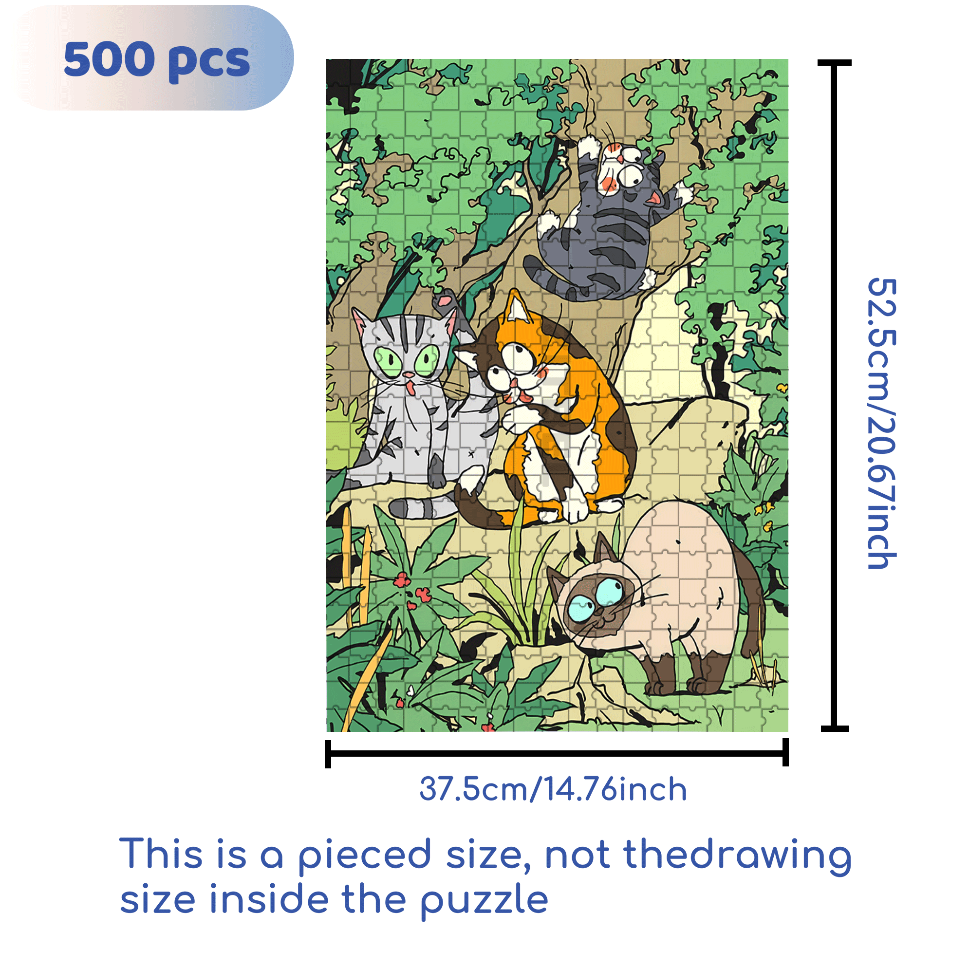 Cat and Stone 500pcs/1000pcs Jigsaw Puzzle, Scratch-Resistant, Interactive Family Game & Brain-Boosting DIY Decor, Perfect for Halloween, Christmas & New Year Gifts, Family Puzzle Game