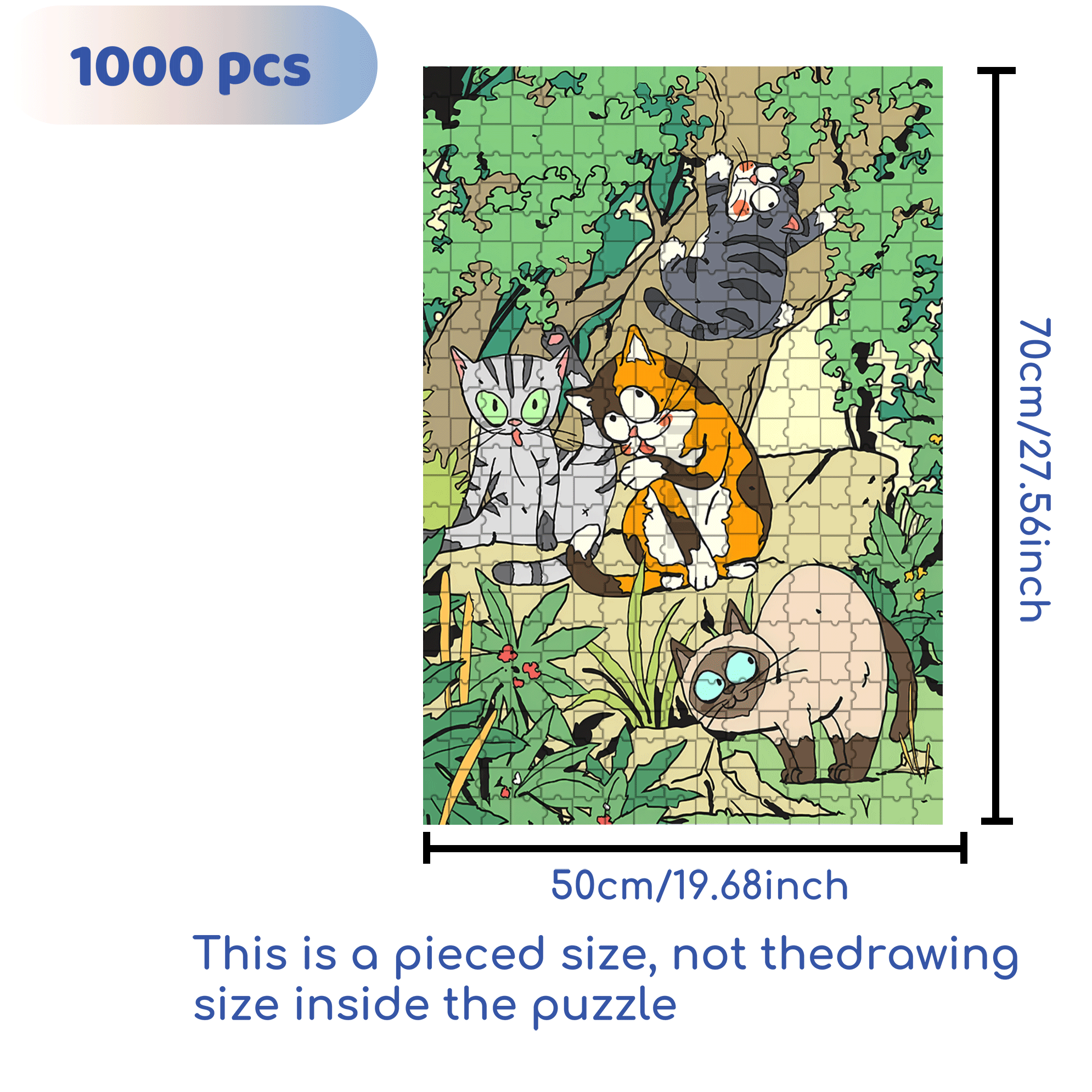 Cat and Stone 500pcs/1000pcs Jigsaw Puzzle, Scratch-Resistant, Interactive Family Game & Brain-Boosting DIY Decor, Perfect for Halloween, Christmas & New Year Gifts, Family Puzzle Game
