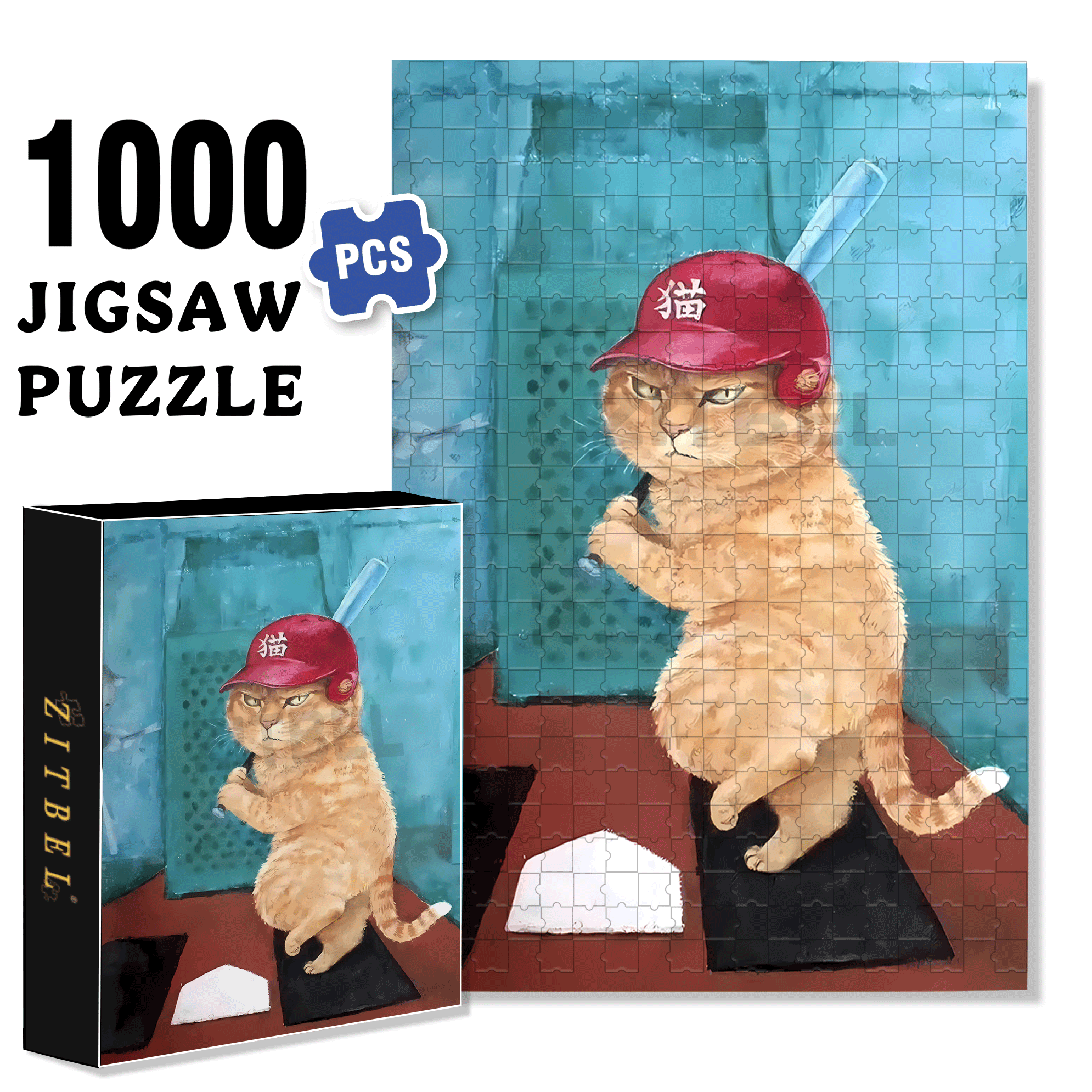 Cat Batsman 500pcs/1000pcs Jigsaw Puzzle, Scratch-Resistant, Interactive Family Game & Brain-Boosting DIY Decor, Perfect for Halloween, Christmas & New Year Gifts, Family Puzzle Game
