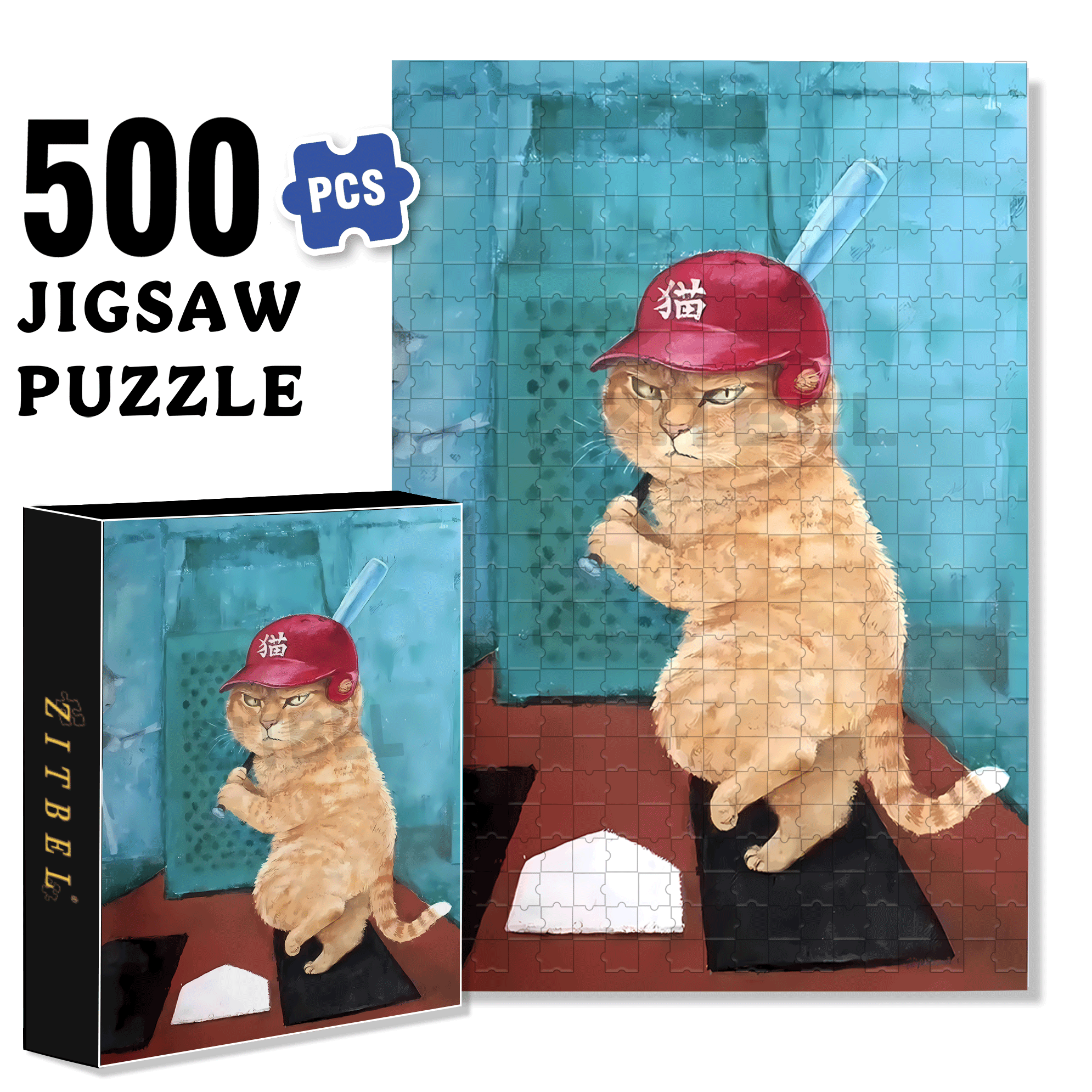 Cat Batsman 500pcs/1000pcs Jigsaw Puzzle, Scratch-Resistant, Interactive Family Game & Brain-Boosting DIY Decor, Perfect for Halloween, Christmas & New Year Gifts, Family Puzzle Game