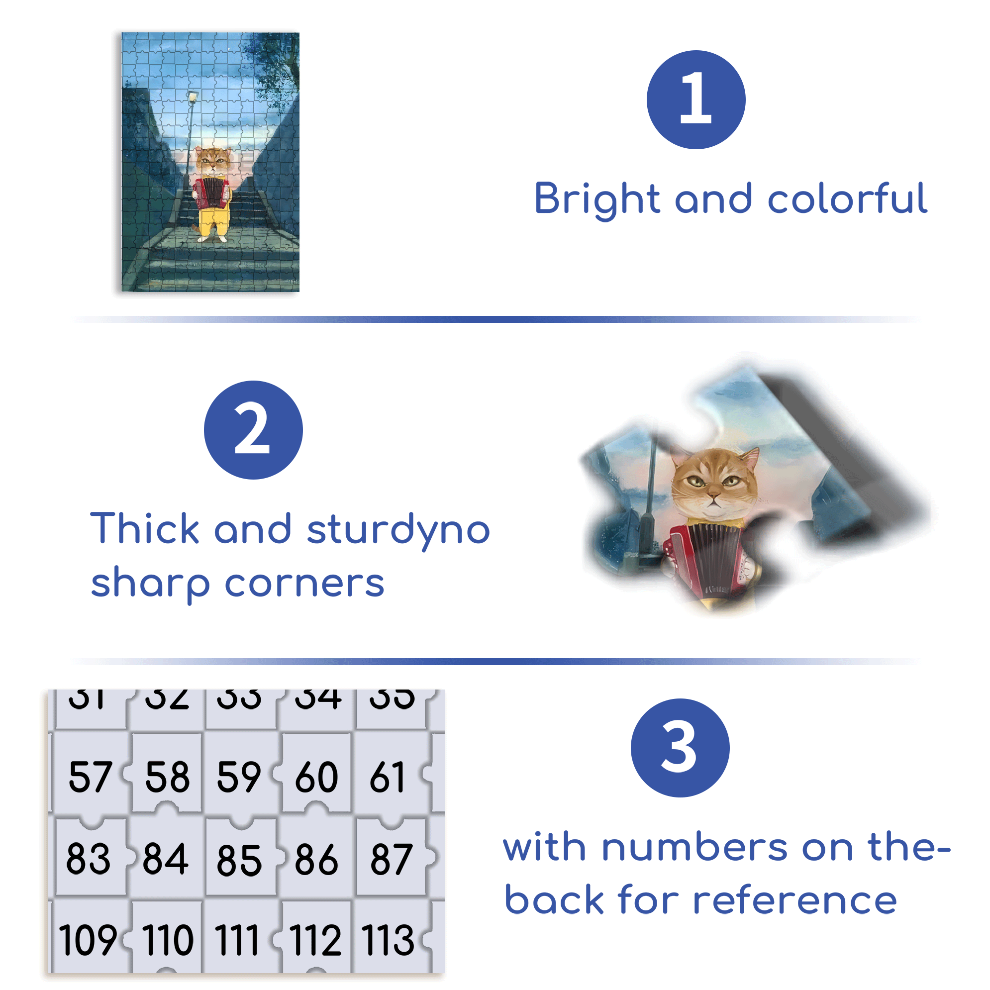 Cats and Accordion 500pcs/1000pcs Jigsaw Puzzle, Scratch-Resistant, Interactive Family Game & Brain-Boosting DIY Decor, Perfect for Halloween, Christmas & New Year Gifts, Family Puzzle Game