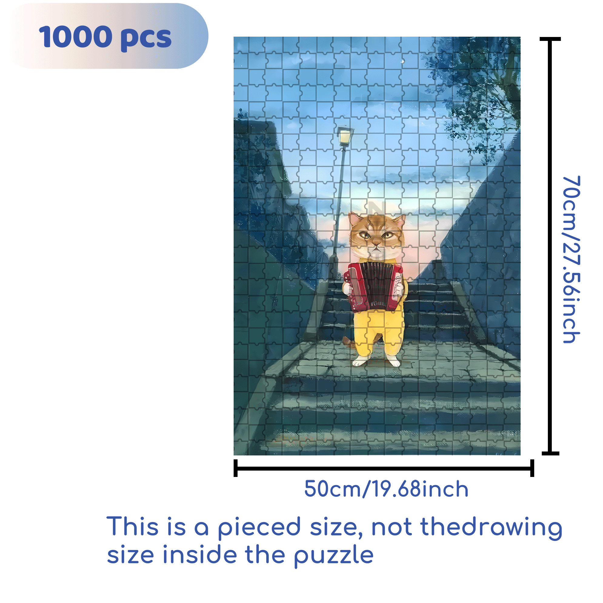 Cats and Accordion 500pcs/1000pcs Jigsaw Puzzle, Scratch-Resistant, Interactive Family Game & Brain-Boosting DIY Decor, Perfect for Halloween, Christmas & New Year Gifts, Family Puzzle Game