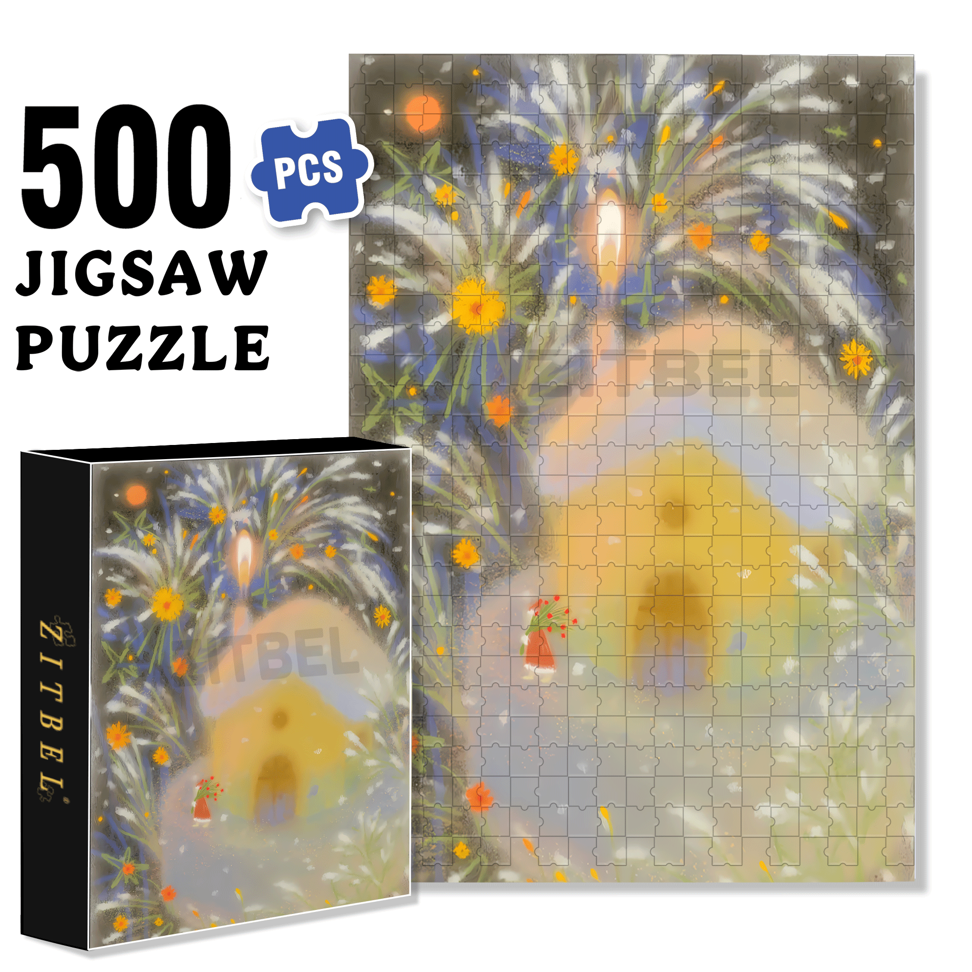 Christmas In A Snow House 500pcs/1000pcs Jigsaw Puzzle, Scratch-Resistant, Interactive Family Game & Brain-Boosting DIY Decor, Perfect for Halloween, Christmas & New Year Gifts, Family Puzzle Game