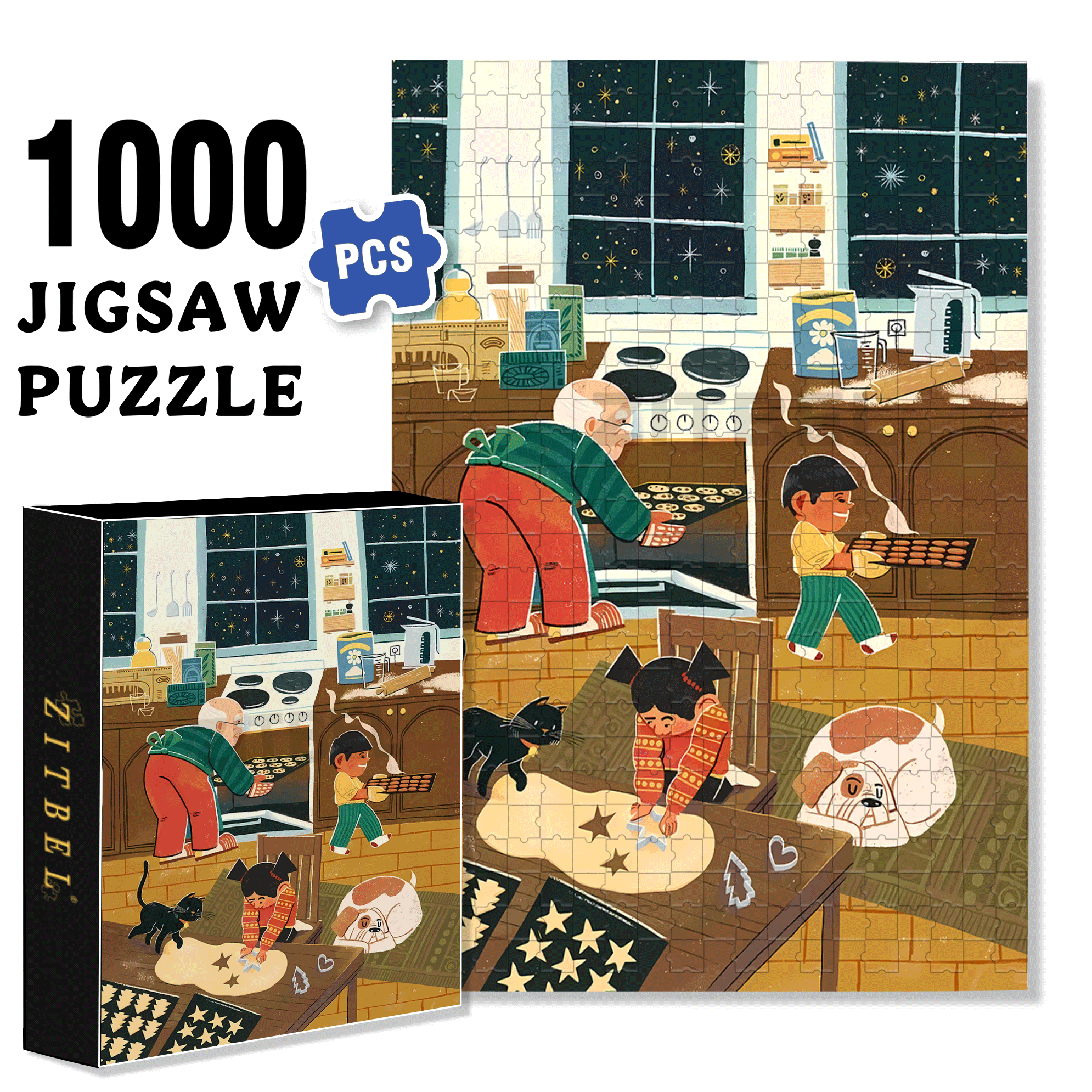 Cookie Master 500pcs/1000pcs Jigsaw Puzzle, Scratch-Resistant, Interactive Family Game & Brain-Boosting DIY Decor, Perfect for Halloween, Christmas & New Year Gifts, Family Puzzle Game