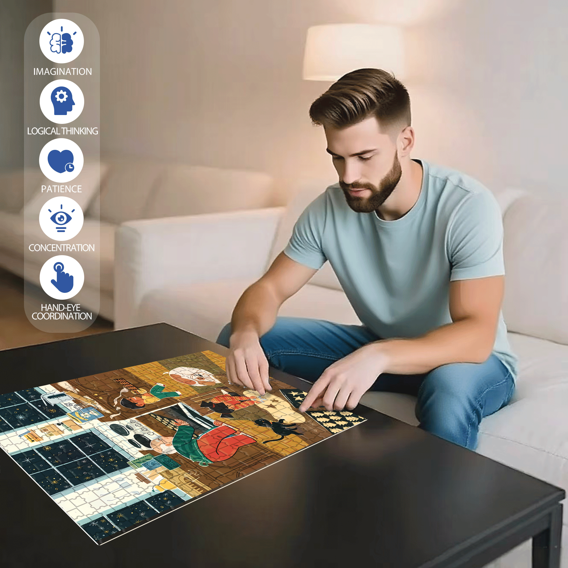 Cookie Master 500pcs/1000pcs Jigsaw Puzzle, Scratch-Resistant, Interactive Family Game & Brain-Boosting DIY Decor, Perfect for Halloween, Christmas & New Year Gifts, Family Puzzle Game