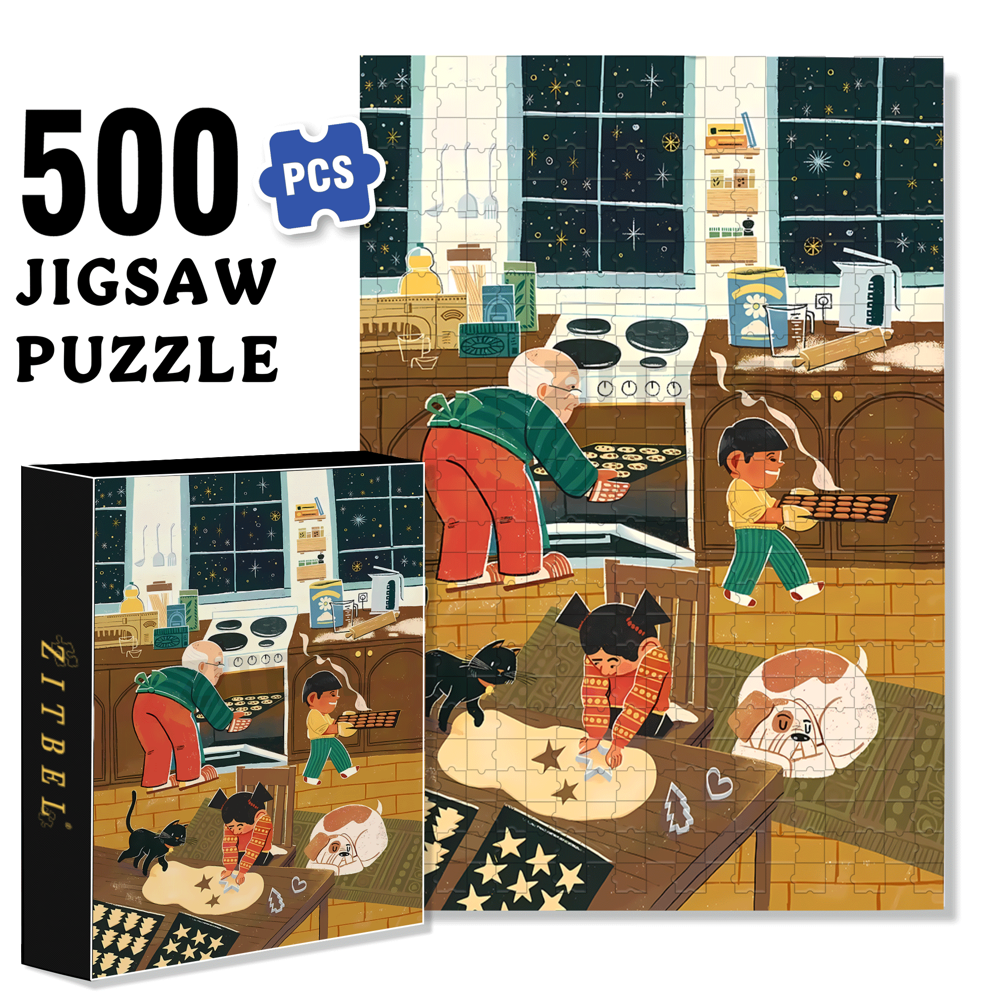 Cookie Master 500pcs/1000pcs Jigsaw Puzzle, Scratch-Resistant, Interactive Family Game & Brain-Boosting DIY Decor, Perfect for Halloween, Christmas & New Year Gifts, Family Puzzle Game