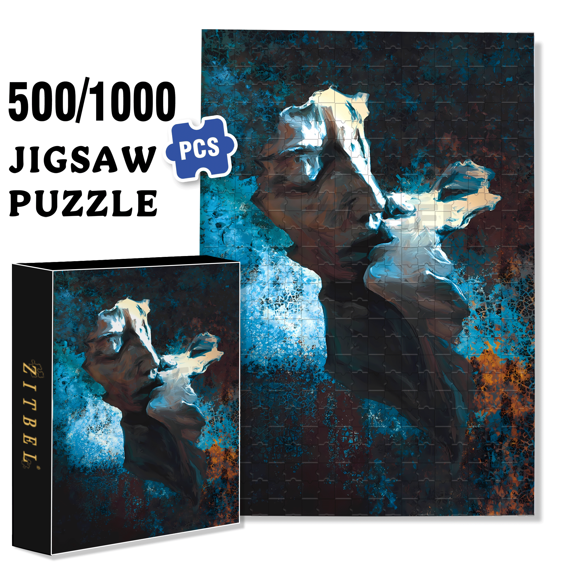 Eternal Kiss 500pcs/1000pcs Jigsaw Puzzle, Scratch-Resistant, Interactive Family Game & Brain-Boosting DIY Decor, Perfect for Halloween, Christmas & New Year Gifts, Family Puzzle Game