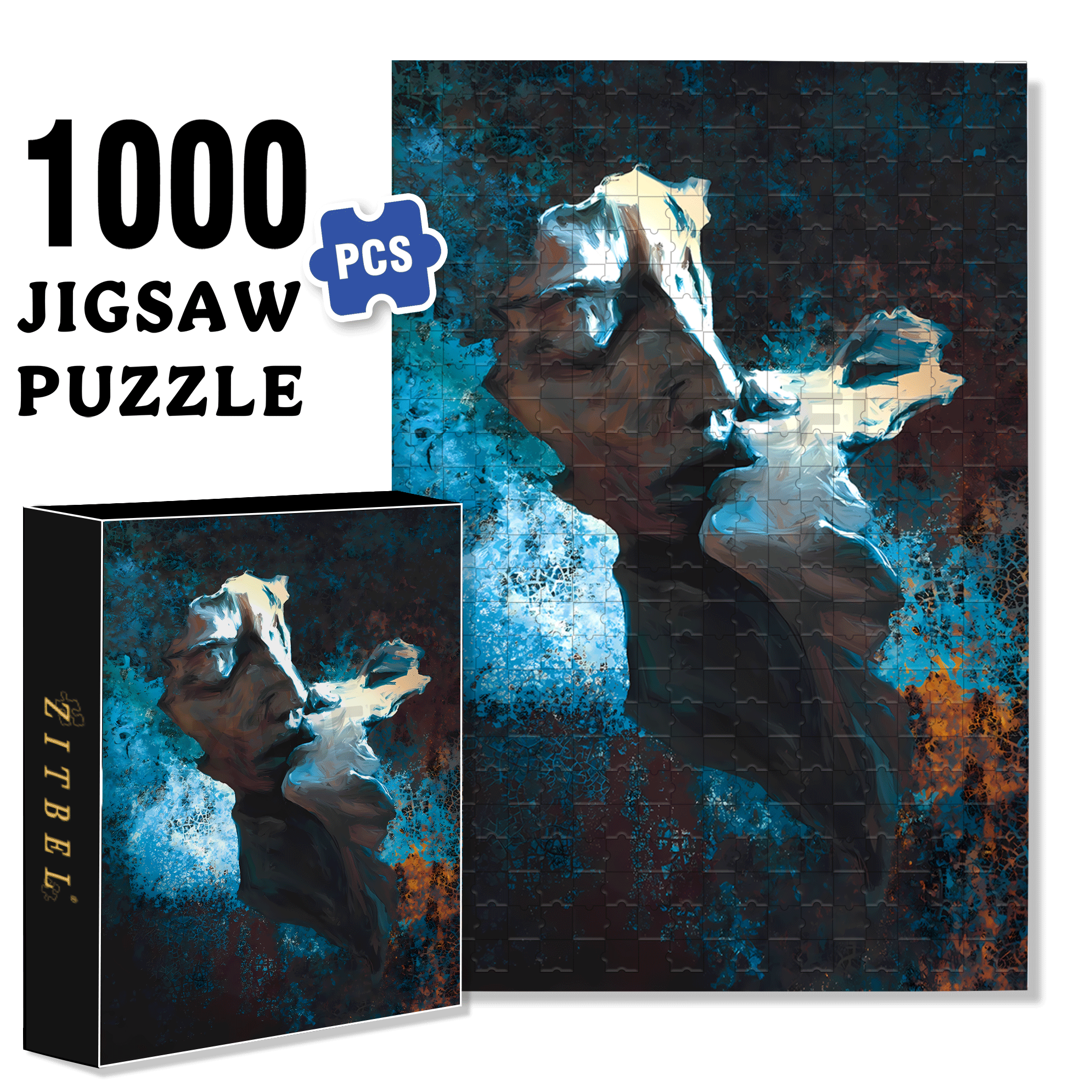 Eternal Kiss 500pcs/1000pcs Jigsaw Puzzle, Scratch-Resistant, Interactive Family Game & Brain-Boosting DIY Decor, Perfect for Halloween, Christmas & New Year Gifts, Family Puzzle Game