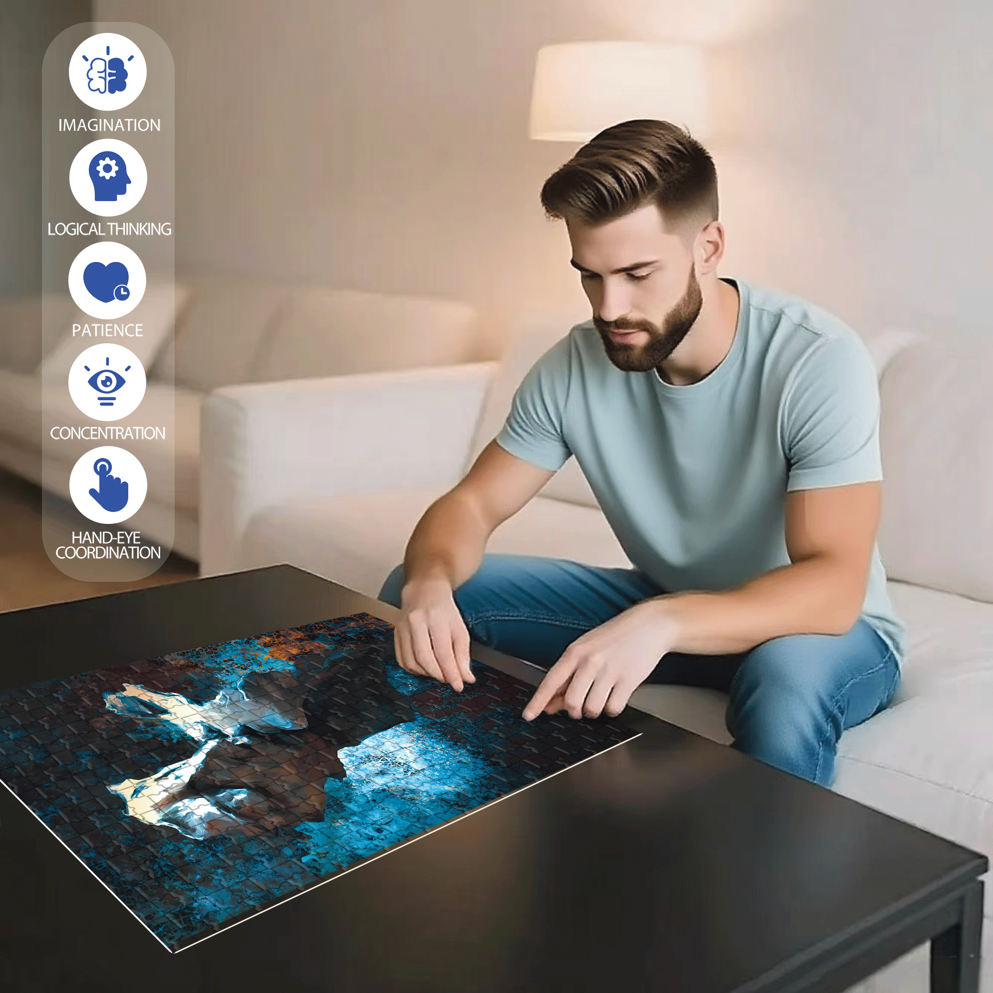 Eternal Kiss 500pcs/1000pcs Jigsaw Puzzle, Scratch-Resistant, Interactive Family Game & Brain-Boosting DIY Decor, Perfect for Halloween, Christmas & New Year Gifts, Family Puzzle Game