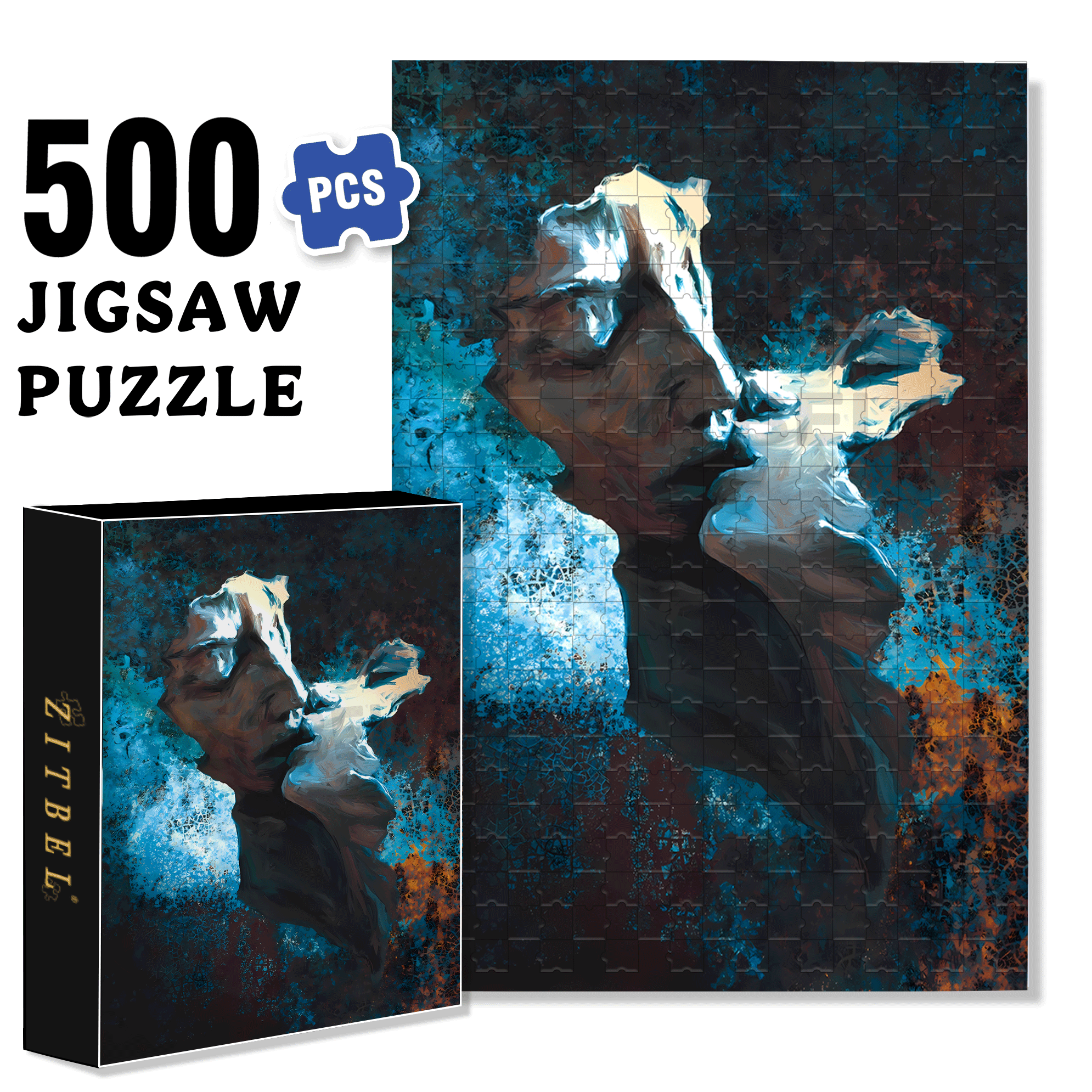 Eternal Kiss 500pcs/1000pcs Jigsaw Puzzle, Scratch-Resistant, Interactive Family Game & Brain-Boosting DIY Decor, Perfect for Halloween, Christmas & New Year Gifts, Family Puzzle Game