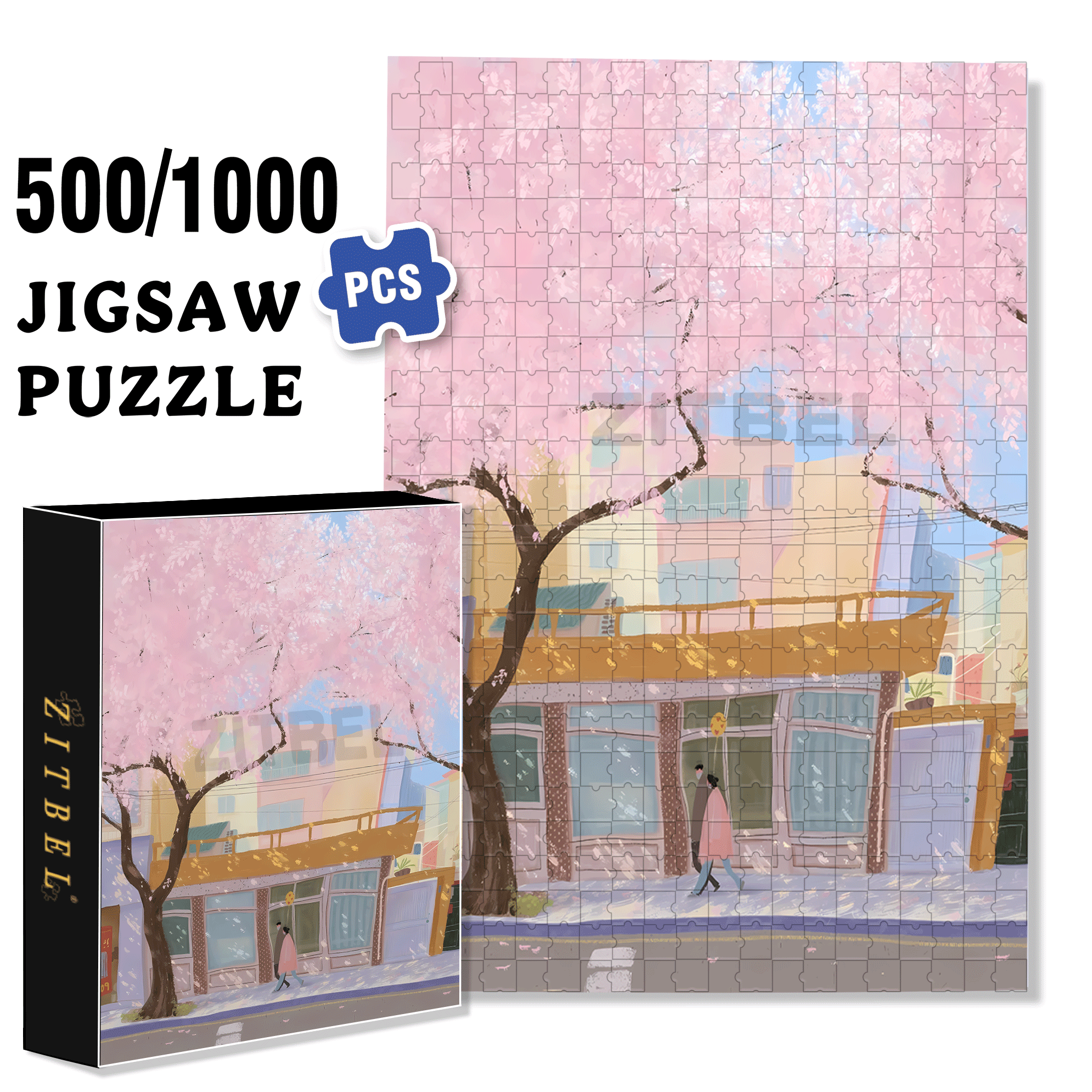 Gentle Spring 500pcs/1000pcs Jigsaw Puzzle, Scratch-Resistant, Interactive Family Game & Brain-Boosting DIY Decor, Perfect for Halloween, Christmas & New Year Gifts, Family Puzzle Game