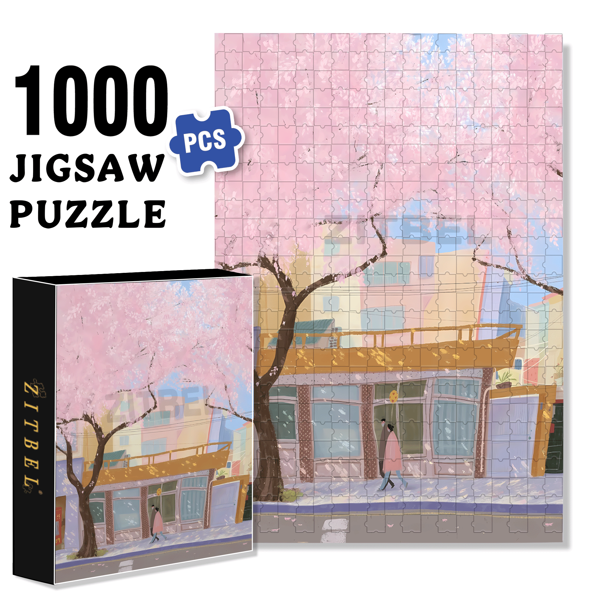 Gentle Spring 500pcs/1000pcs Jigsaw Puzzle, Scratch-Resistant, Interactive Family Game & Brain-Boosting DIY Decor, Perfect for Halloween, Christmas & New Year Gifts, Family Puzzle Game