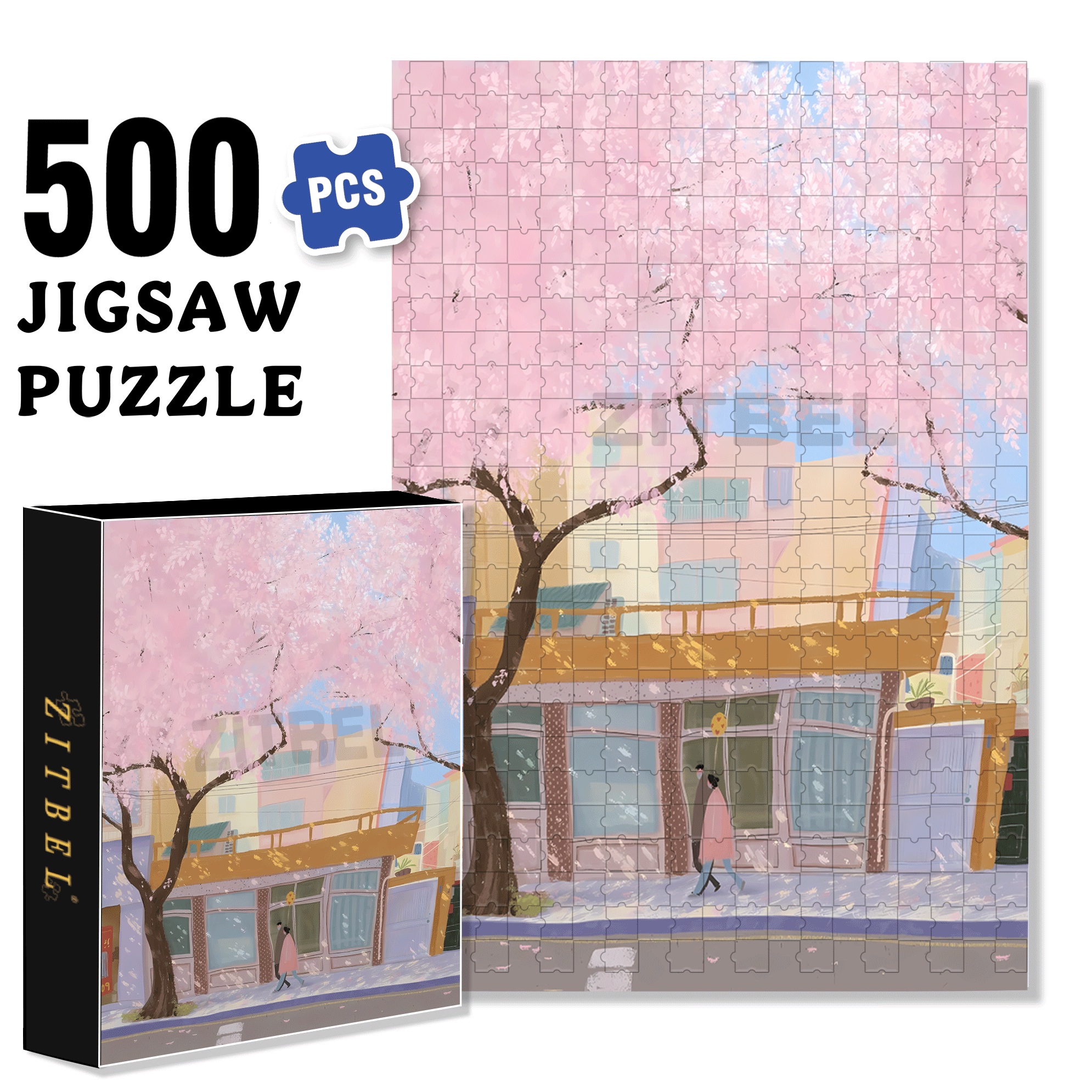 Gentle Spring 500pcs/1000pcs Jigsaw Puzzle, Scratch-Resistant, Interactive Family Game & Brain-Boosting DIY Decor, Perfect for Halloween, Christmas & New Year Gifts, Family Puzzle Game