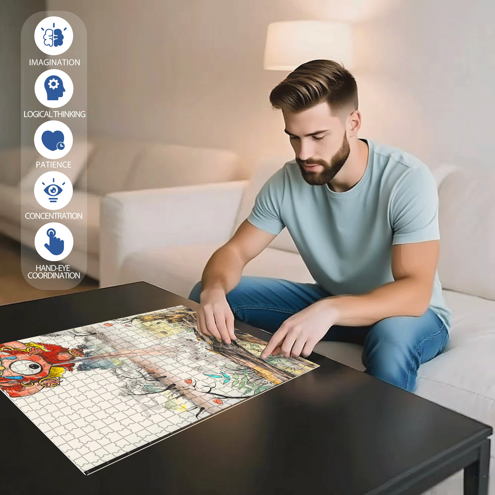 Goblin  500pcs/1000pcs Jigsaw Puzzle, Scratch-Resistant, Interactive Family Game & Brain-Boosting DIY Decor, Perfect for Halloween, Christmas & New Year Gifts, Family Puzzle Game